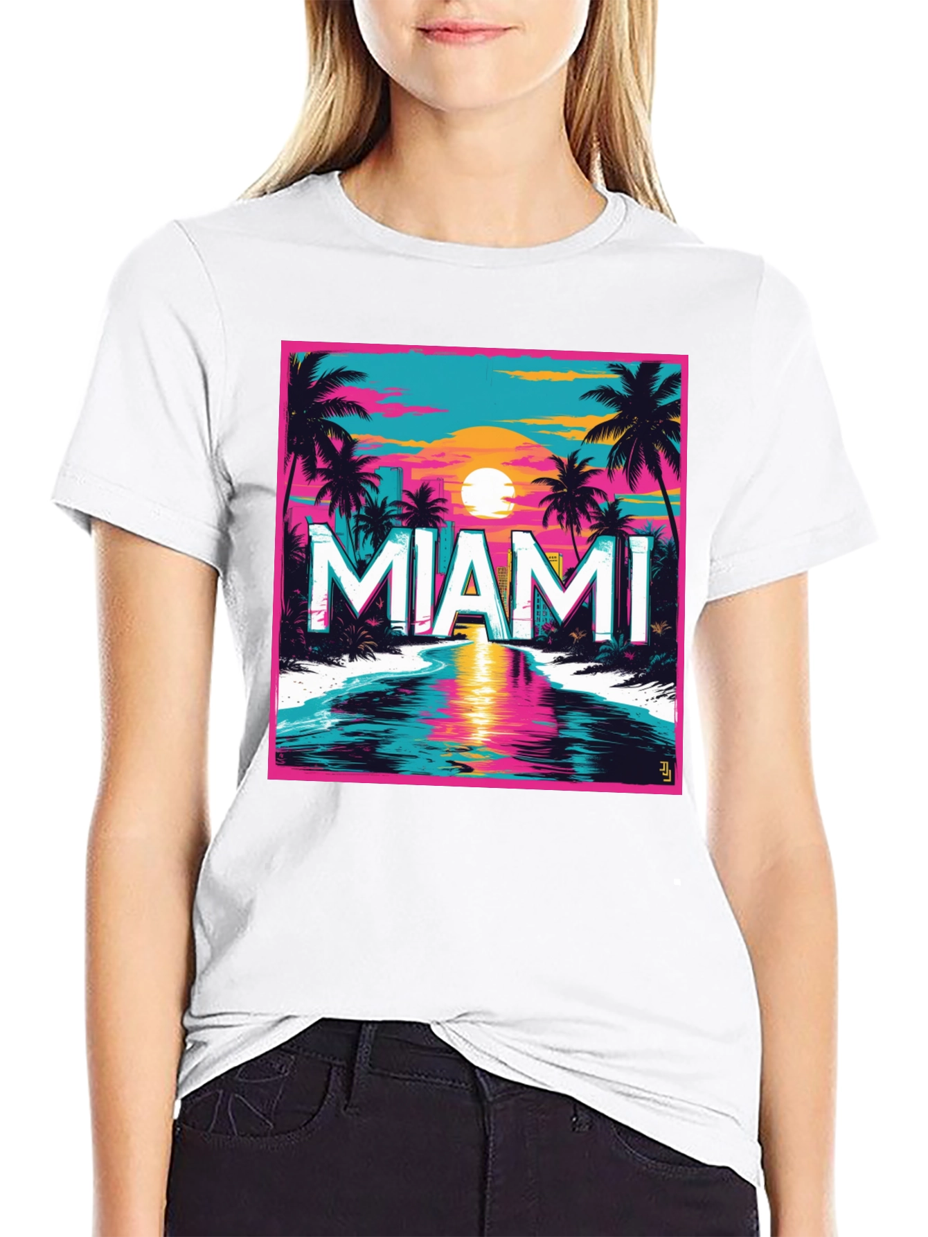 Miami Sunset Graphic Tee - Retro Style