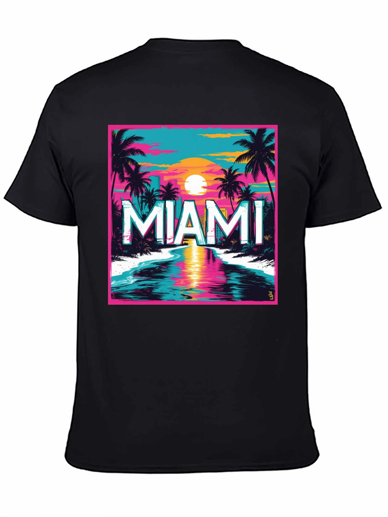 Miami Sunset Graphic Tee - Retro Style