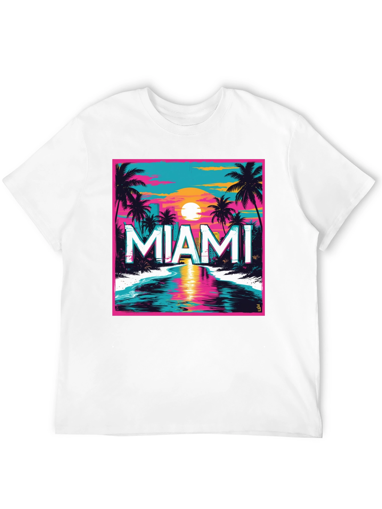 Miami Sunset Graphic Tee - Retro Style