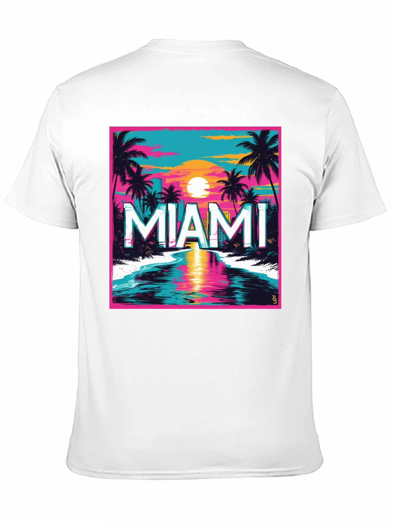Miami Sunset Graphic Tee - Retro Style
