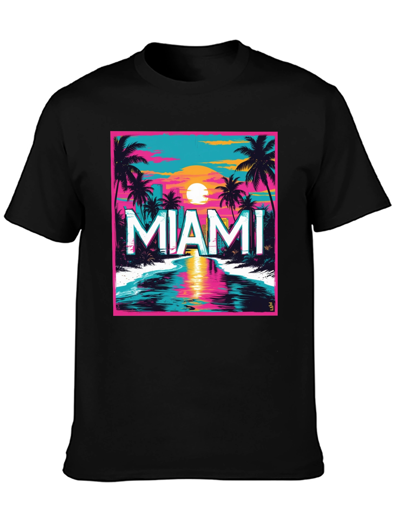 Miami Sunset Graphic Tee - Retro Style
