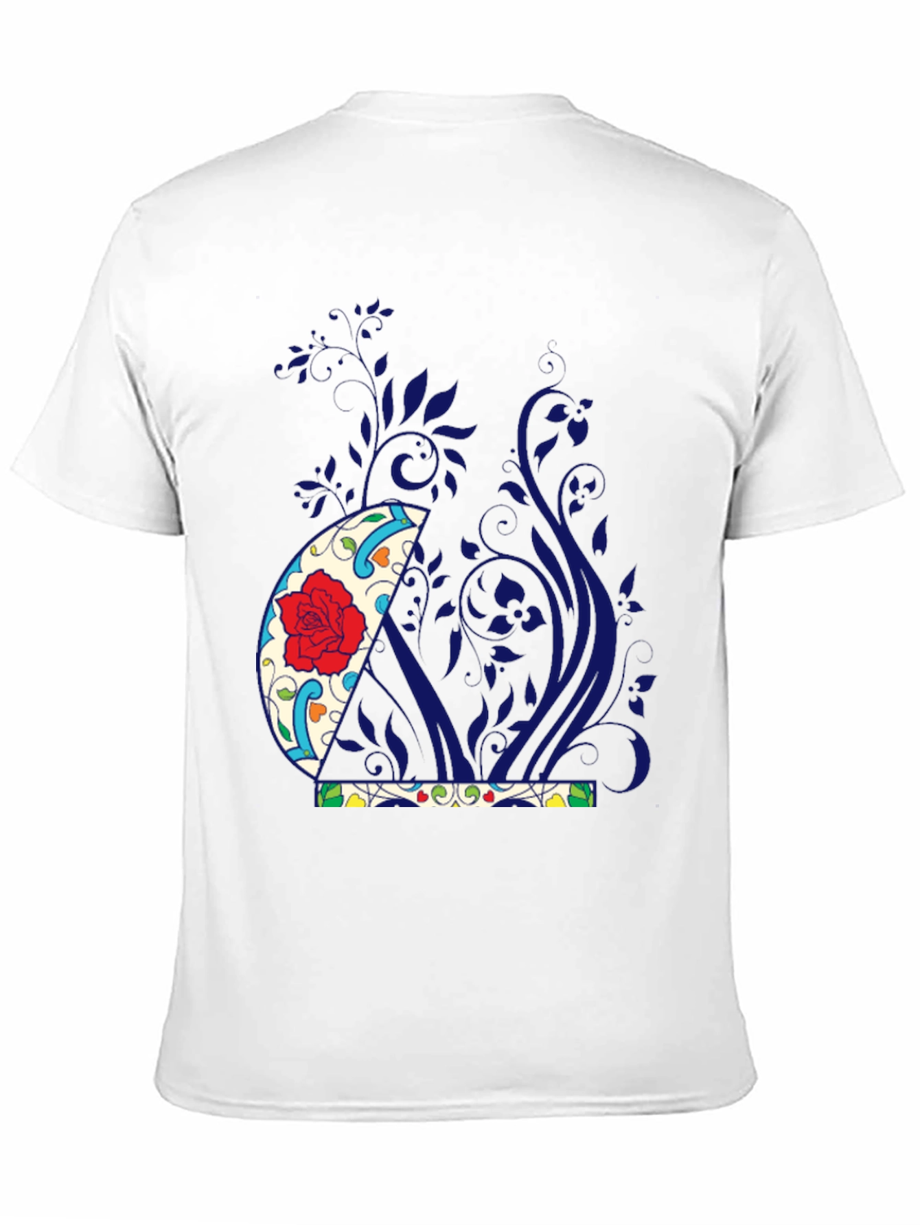 Floral Crescent Graphic Black Tee