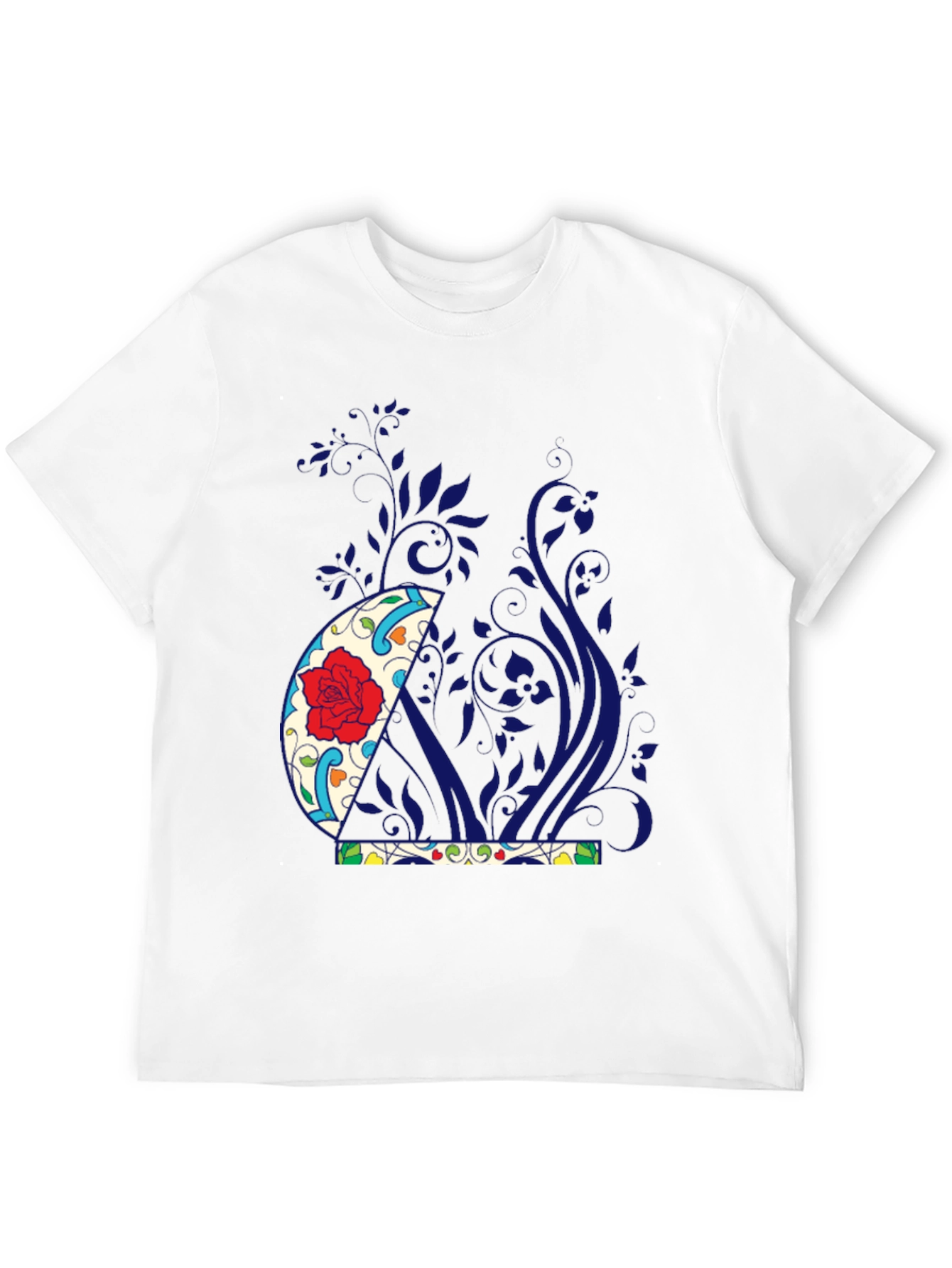 Floral Crescent Graphic Black Tee