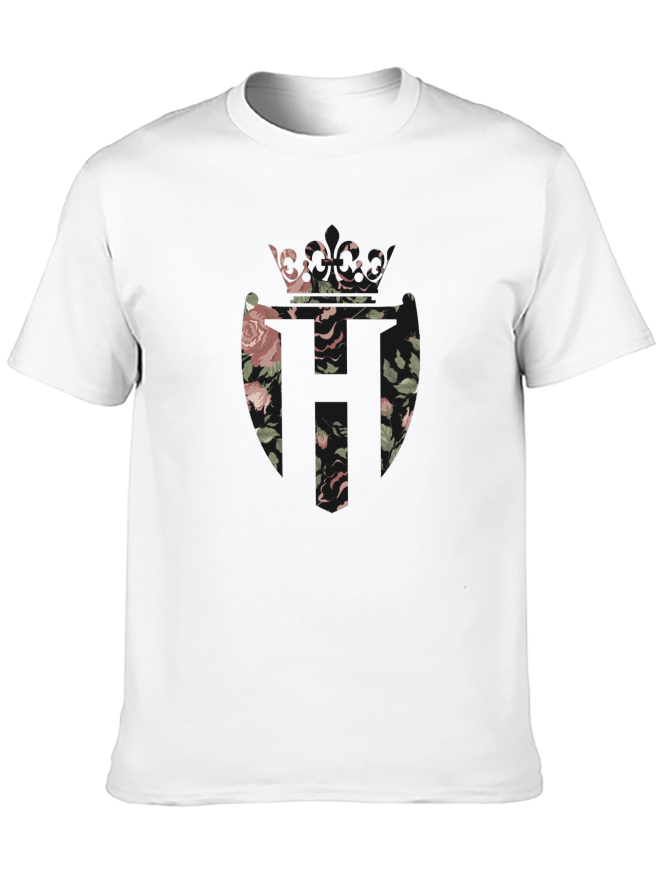 Floral Crown Emblem Black T-Shirt