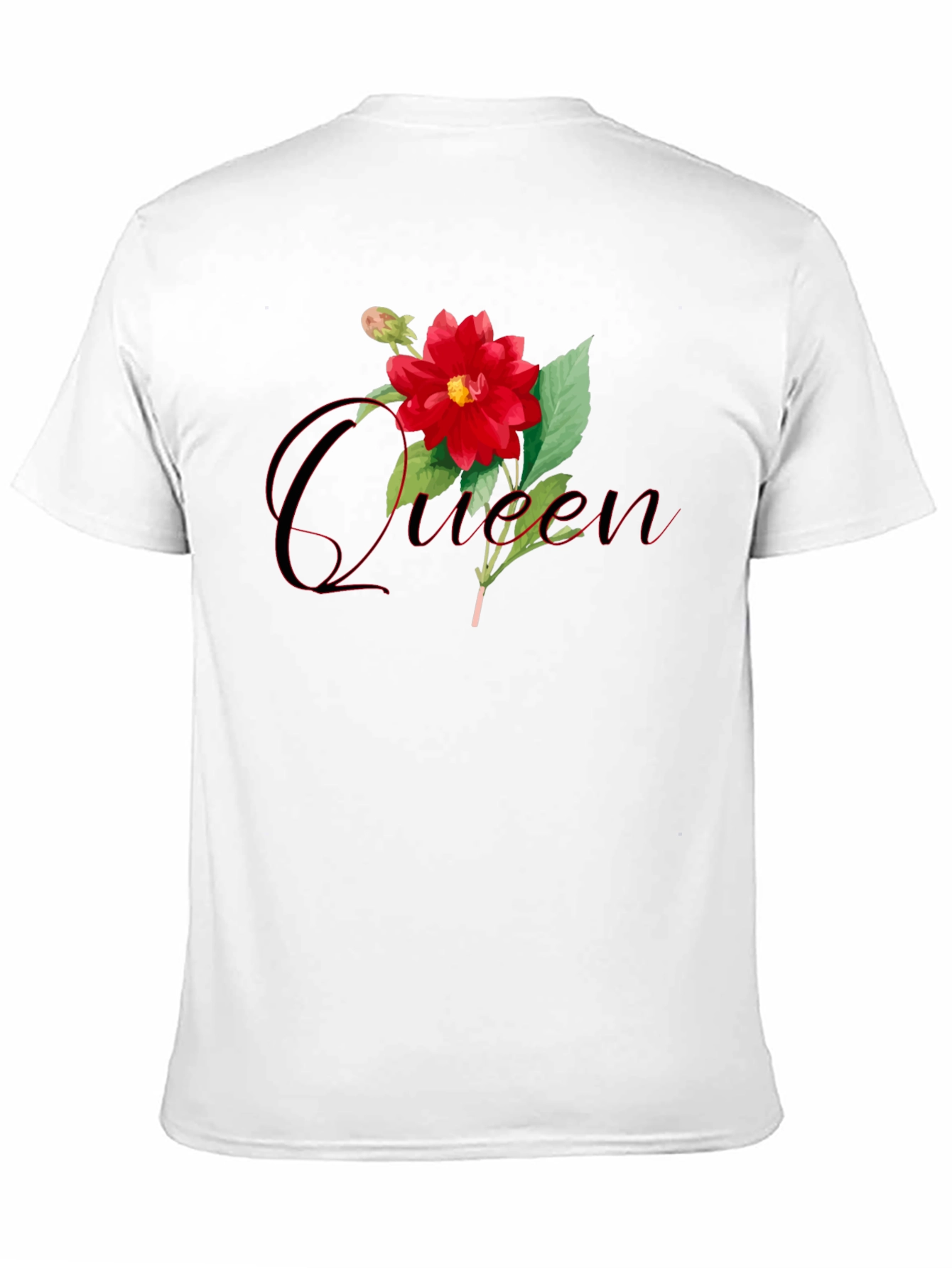 Queen Dahlia Flower Graphic T-Shirt - Stylish Black Tee
