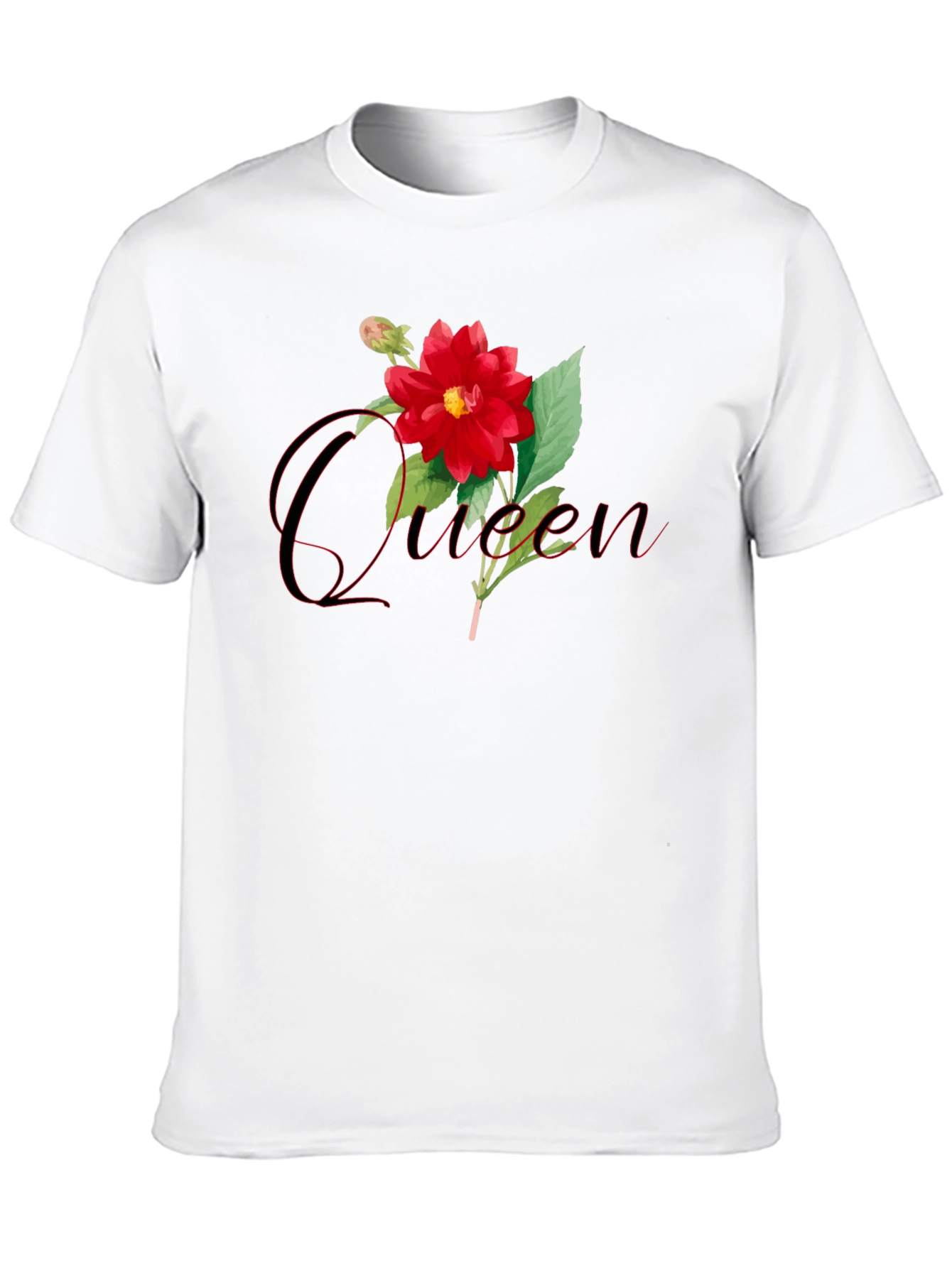 Queen Dahlia Flower Graphic T-Shirt - Stylish Black Tee