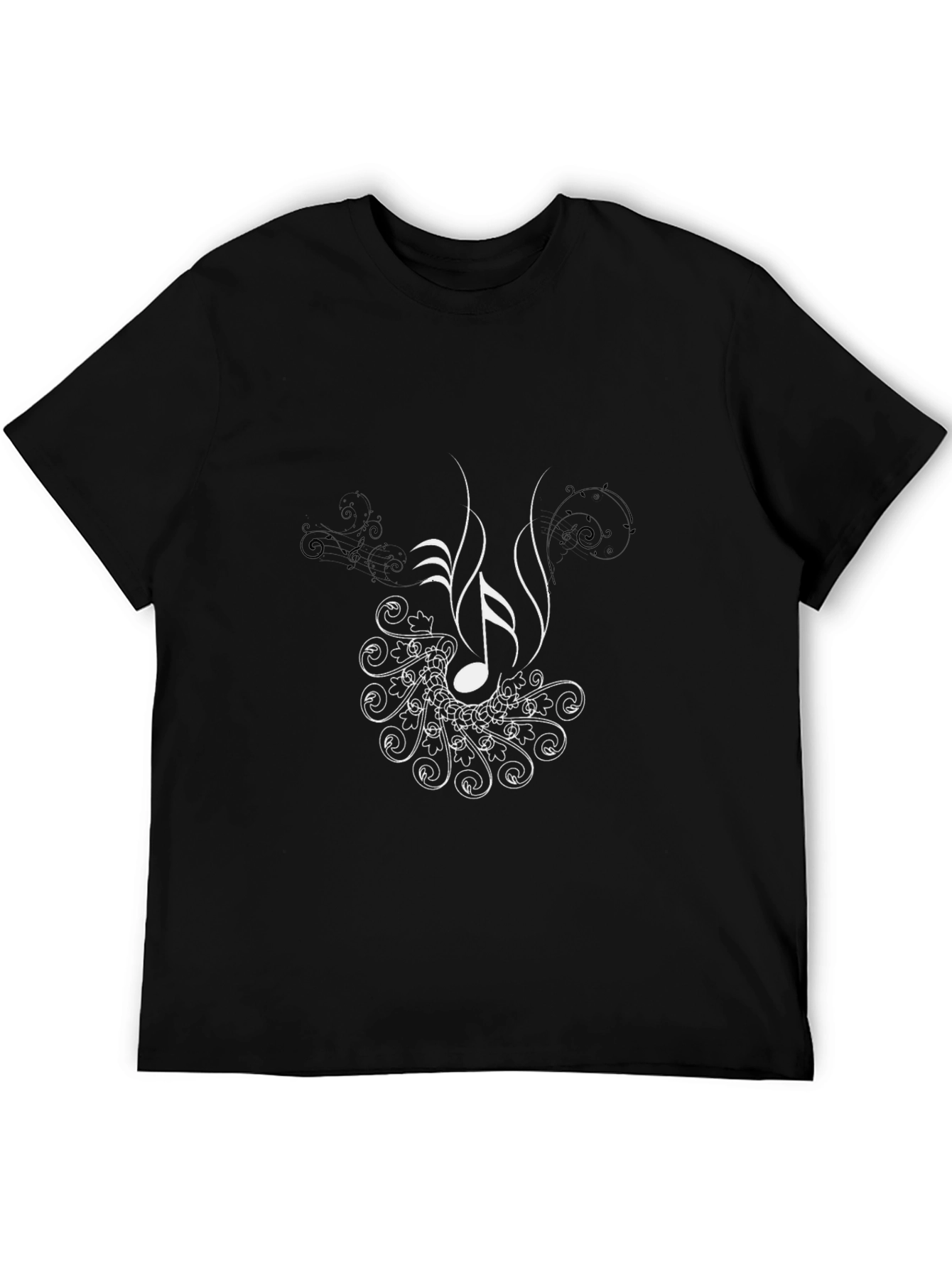 Music Note Graphic Tee - Black Cotton T-Shirt