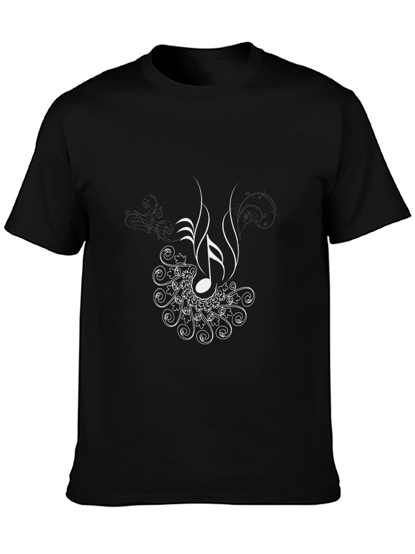 Music Note Graphic Tee - Black Cotton T-Shirt