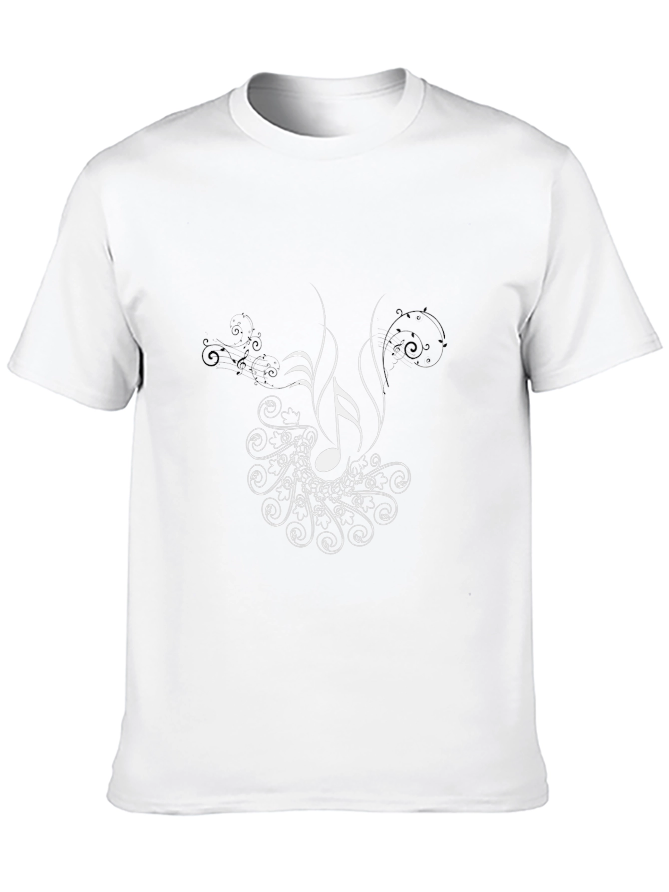 Music Note Graphic Tee - Black Cotton T-Shirt