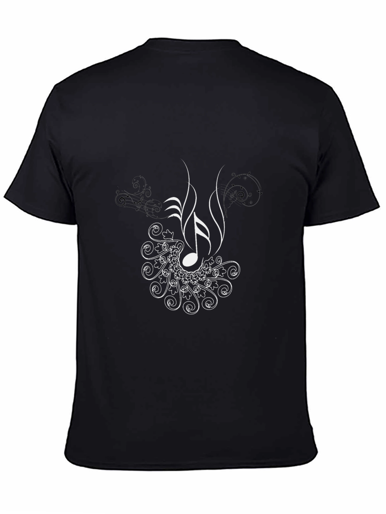 Music Note Graphic Tee - Black Cotton T-Shirt