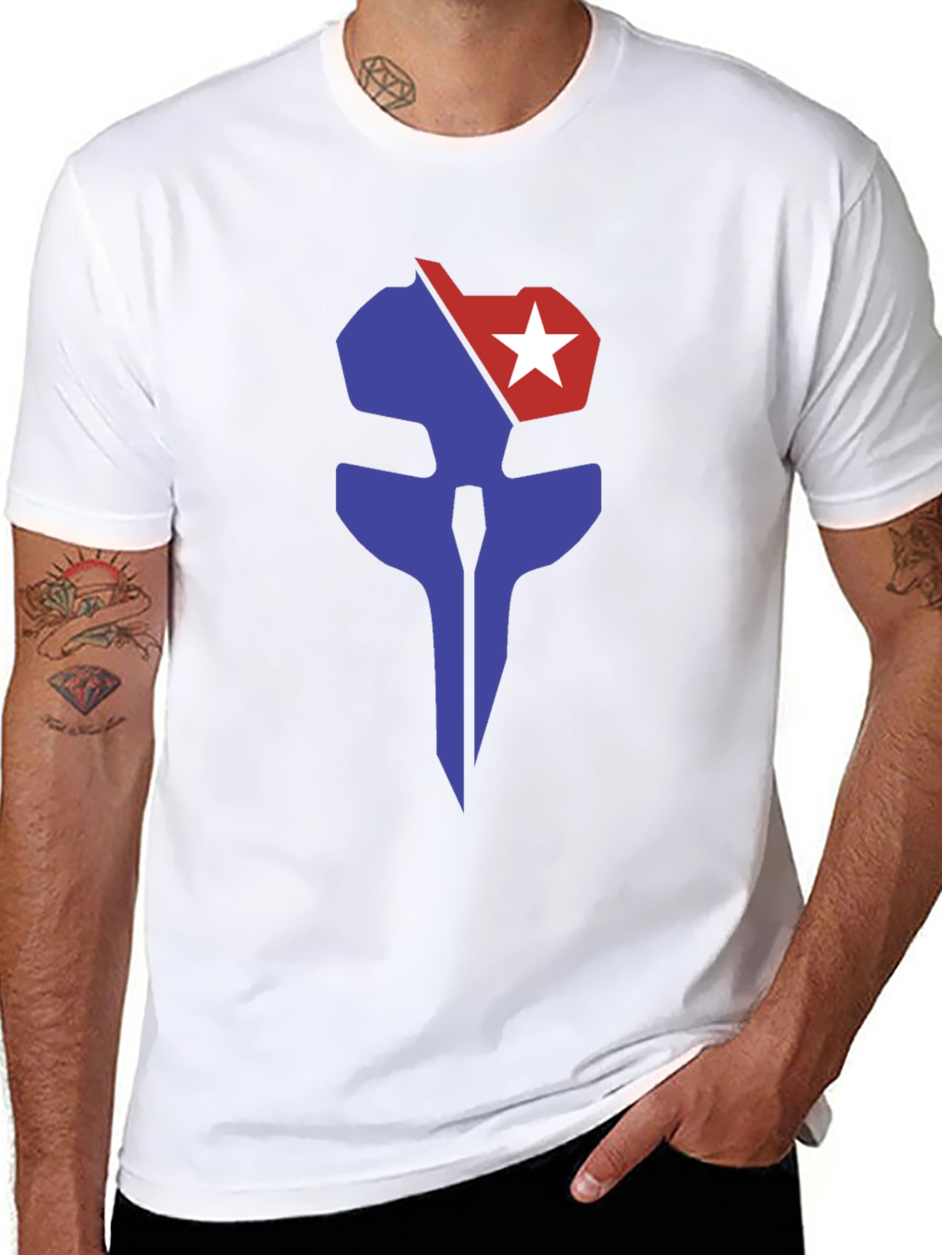 Graphic Print Tee - Blue & Red Emblem