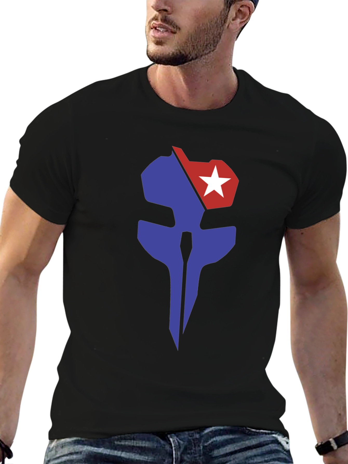 Graphic Print Tee - Blue & Red Emblem