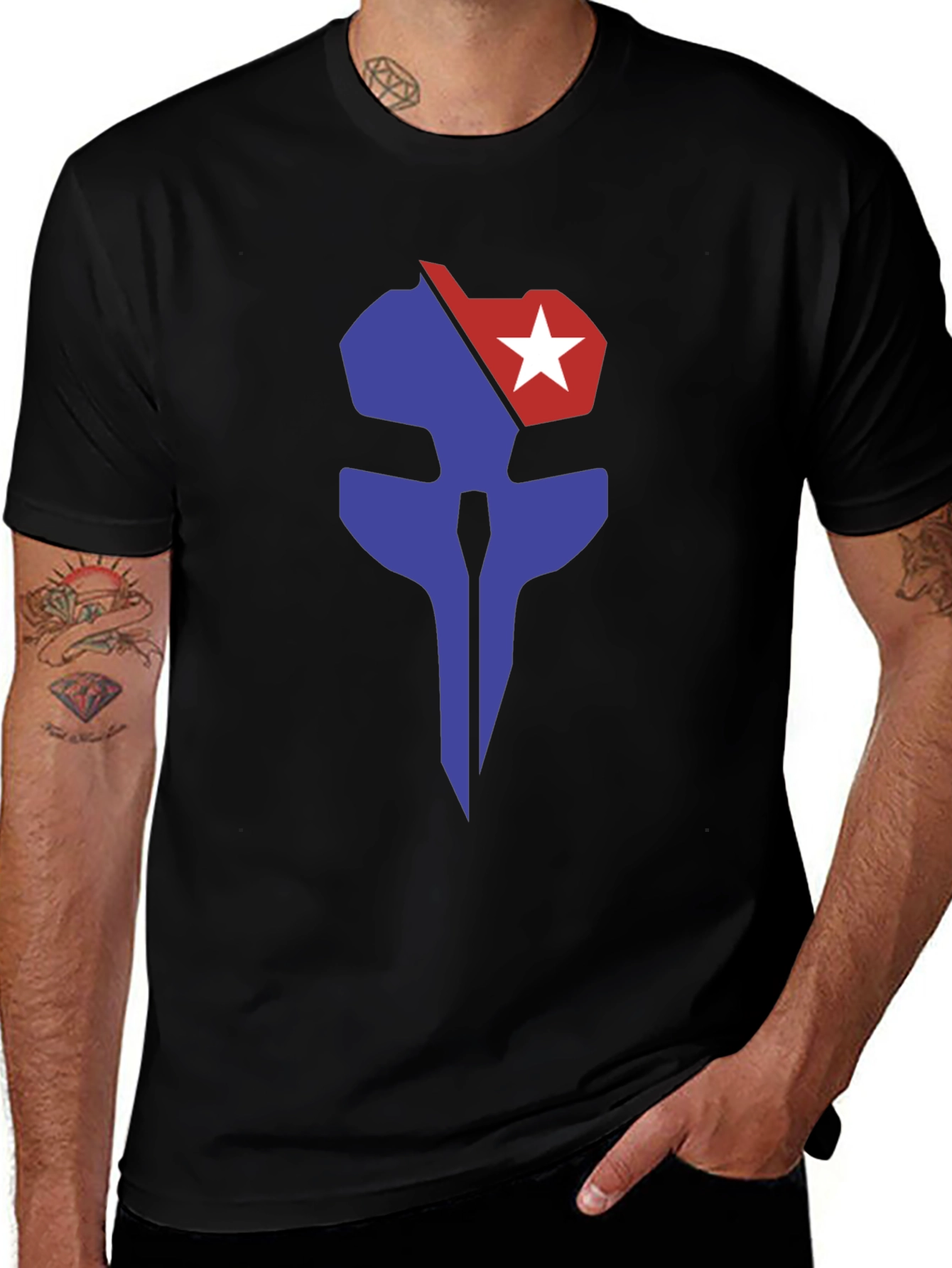 Graphic Print Tee - Blue & Red Emblem