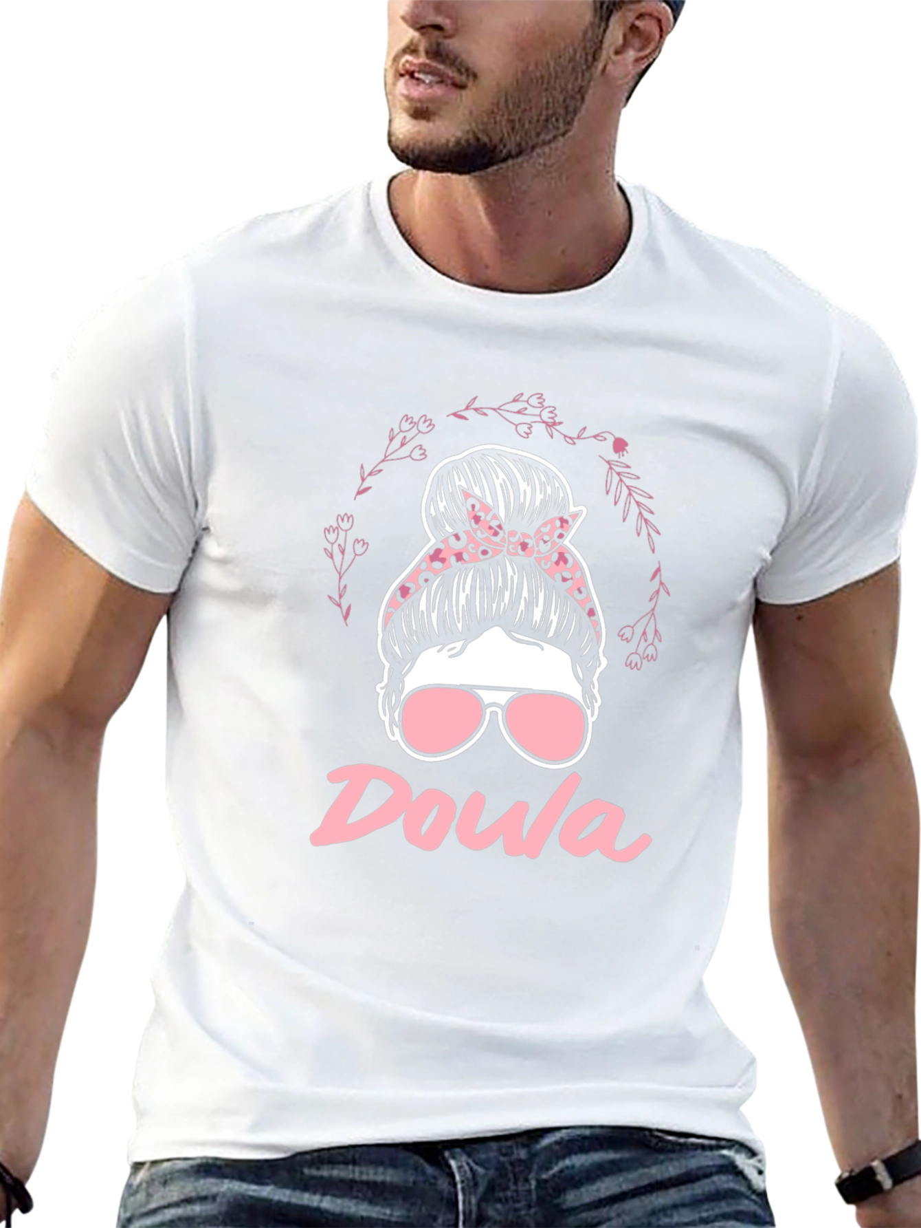 Doula Messy Bun T-Shirt - Black Womens Support