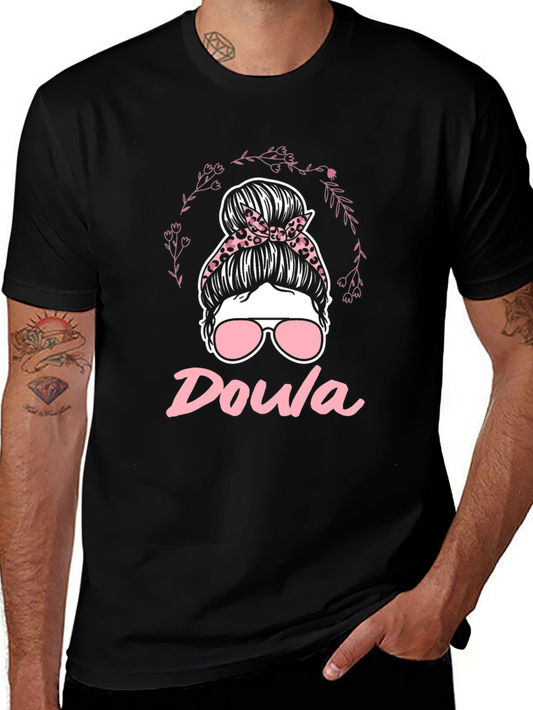 Doula Messy Bun T-Shirt - Black Womens Support