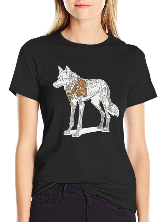 Day of the Dead Wolf Skeleton Graphic Tee