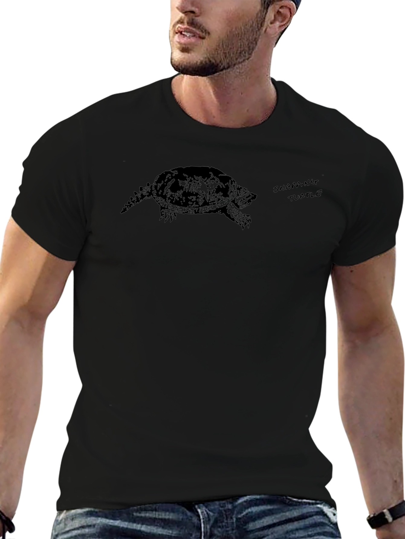 Snapping Turtle Graphic Tee - Black Casual Shirt