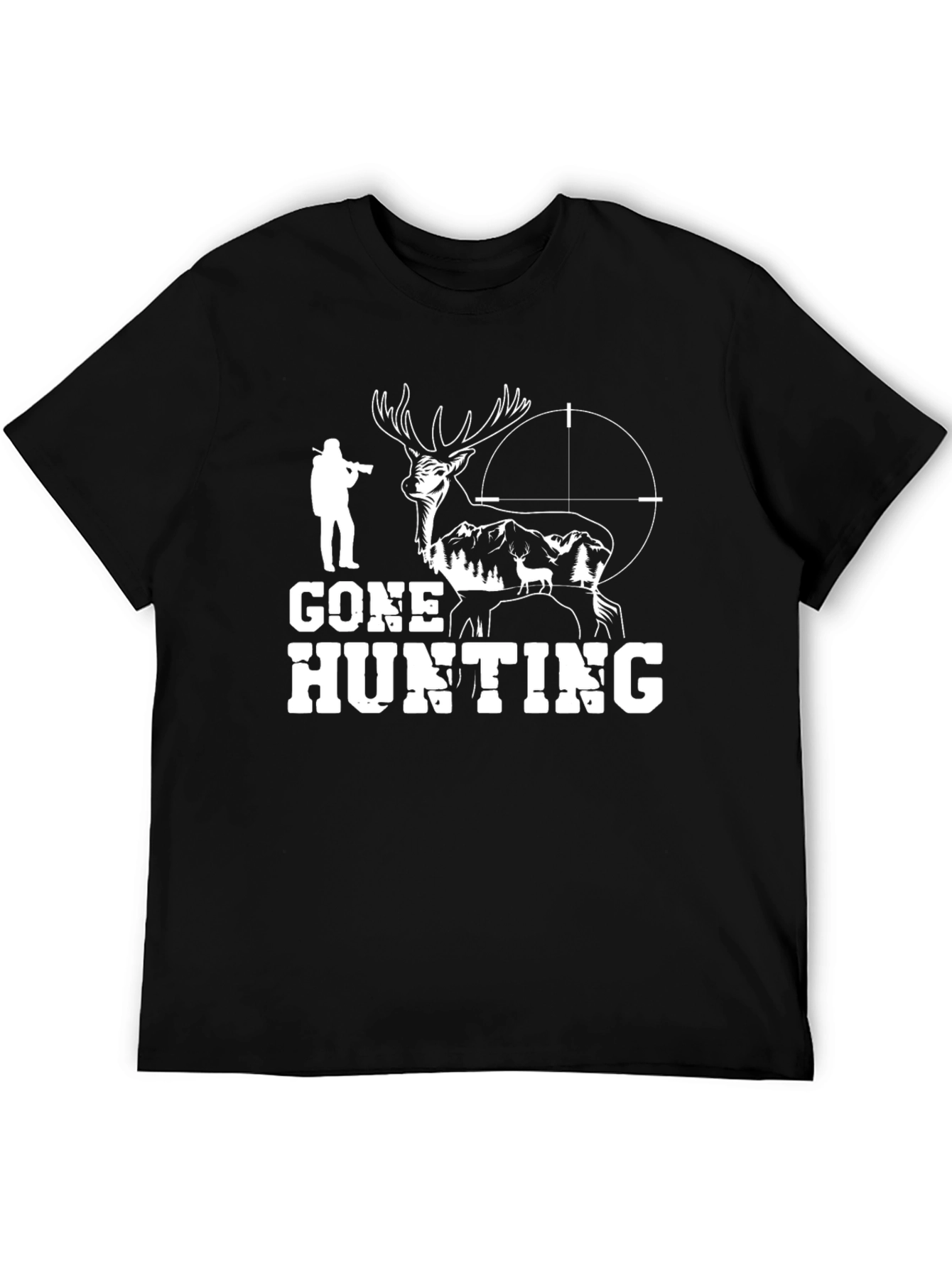 Gone Hunting Black T-Shirt - Deer Graphic Tee