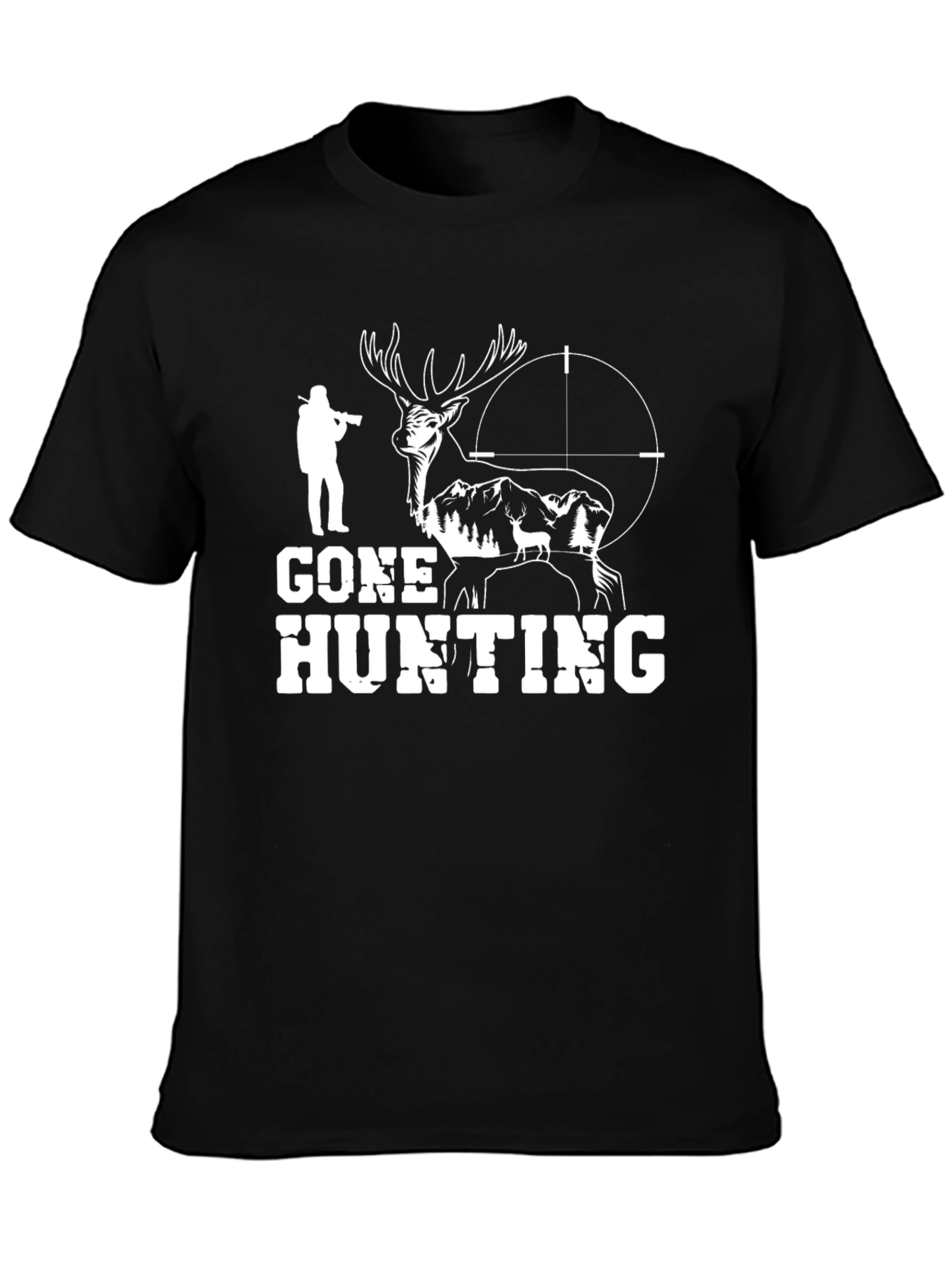 Gone Hunting Black T-Shirt - Deer Graphic Tee