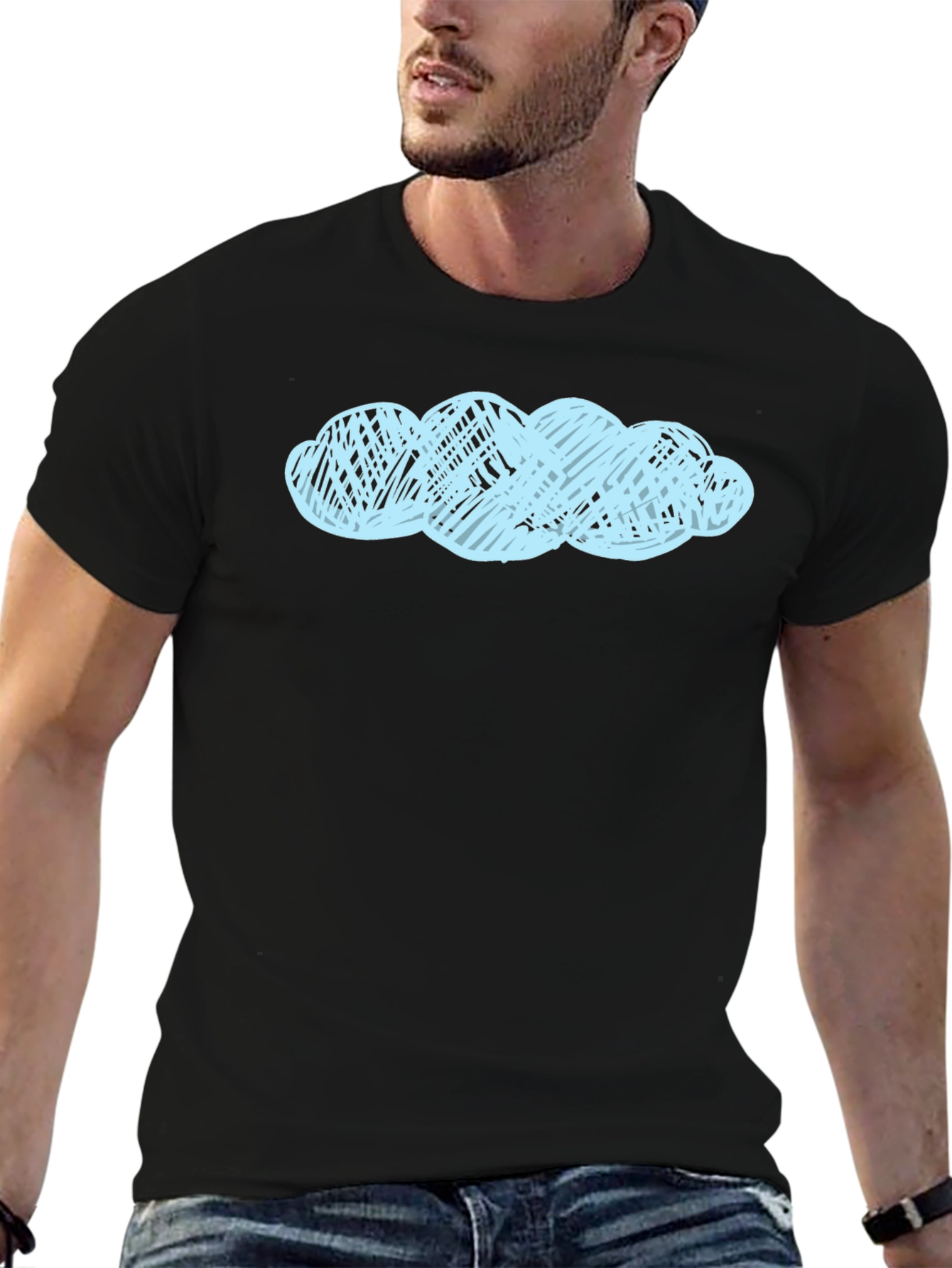 Black T-Shirt with Cloud Design