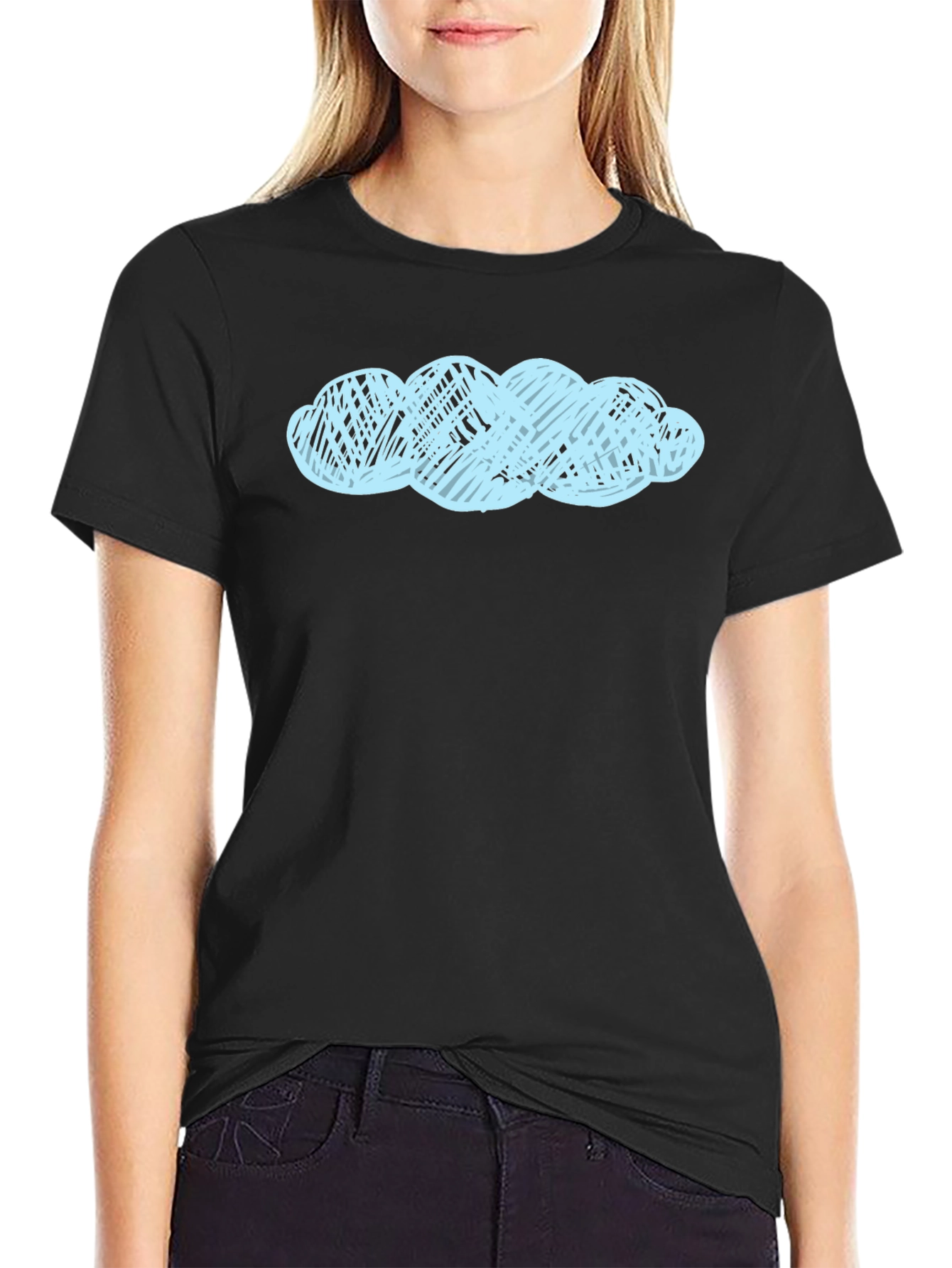Black T-Shirt with Cloud Design