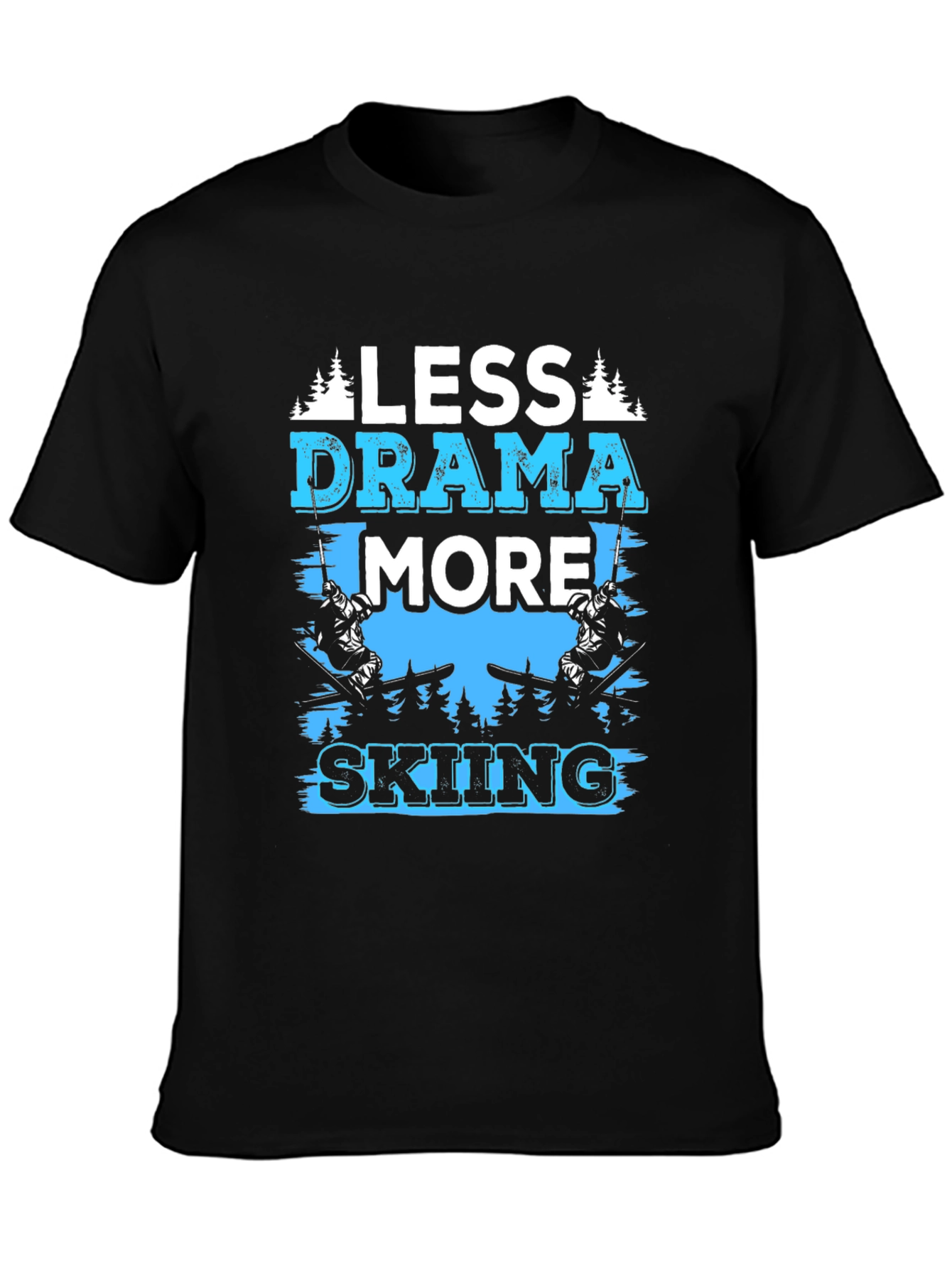 Less Drama More Skiing Black Graphic Tee