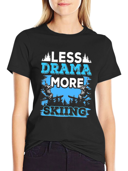 Less Drama More Skiing Black Graphic Tee