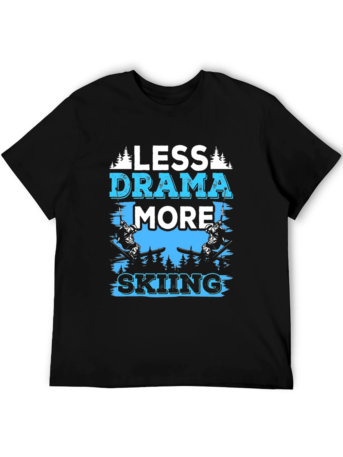 Less Drama More Skiing Black Graphic Tee