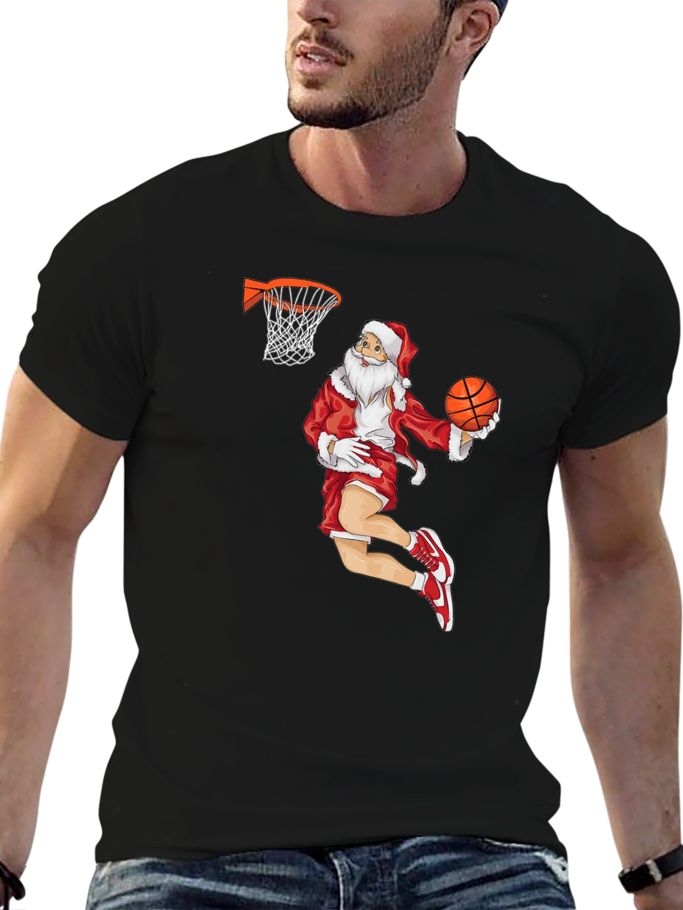 Santa Dunk T-Shirt - Holiday Basketball Tee