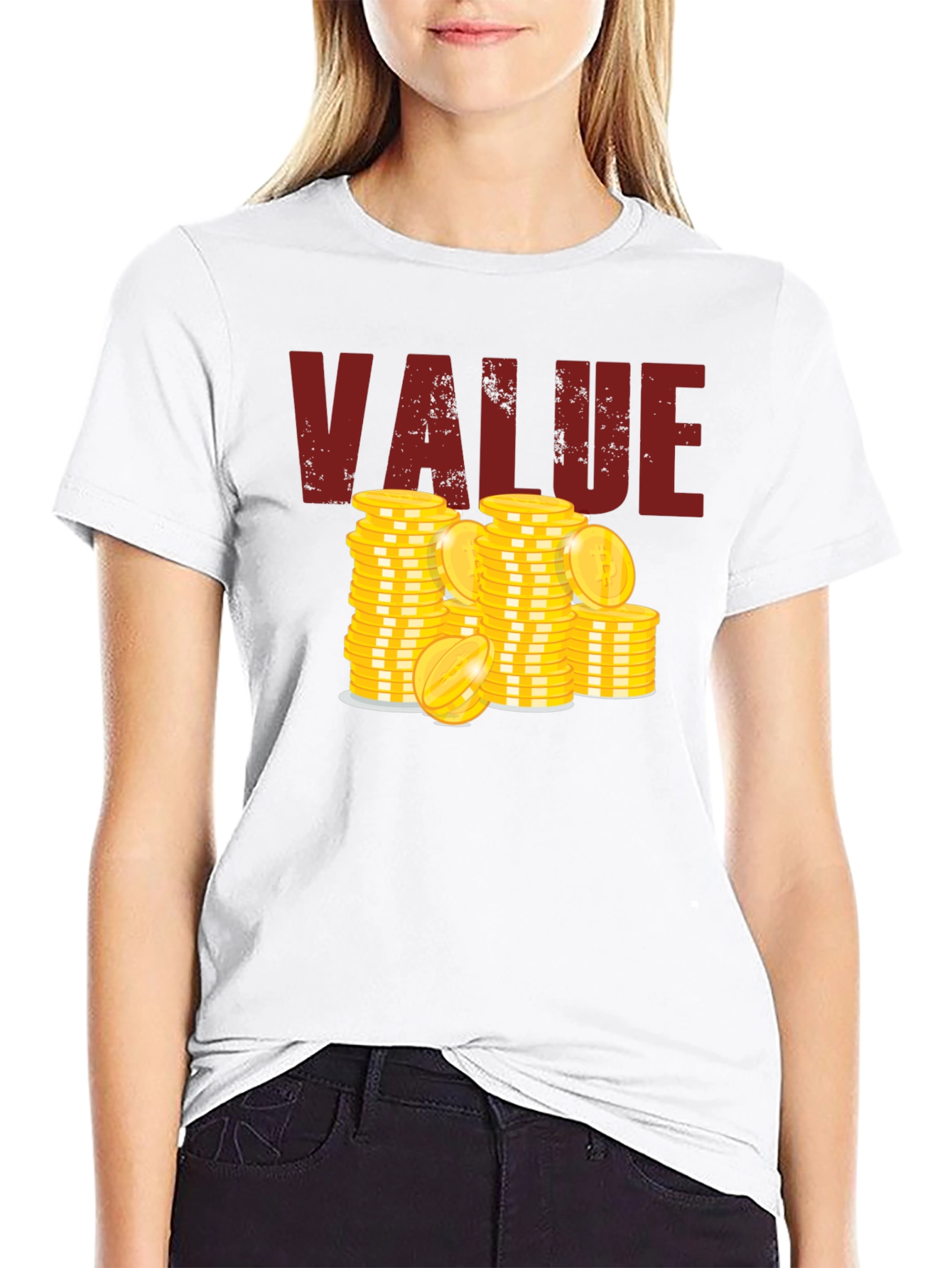 Value Graphic Tee - Stacked Coins Design