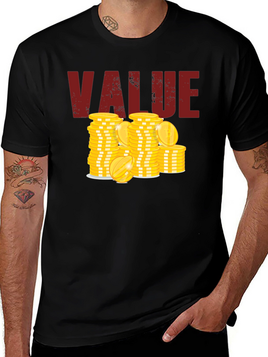 Value Graphic Tee - Stacked Coins Design