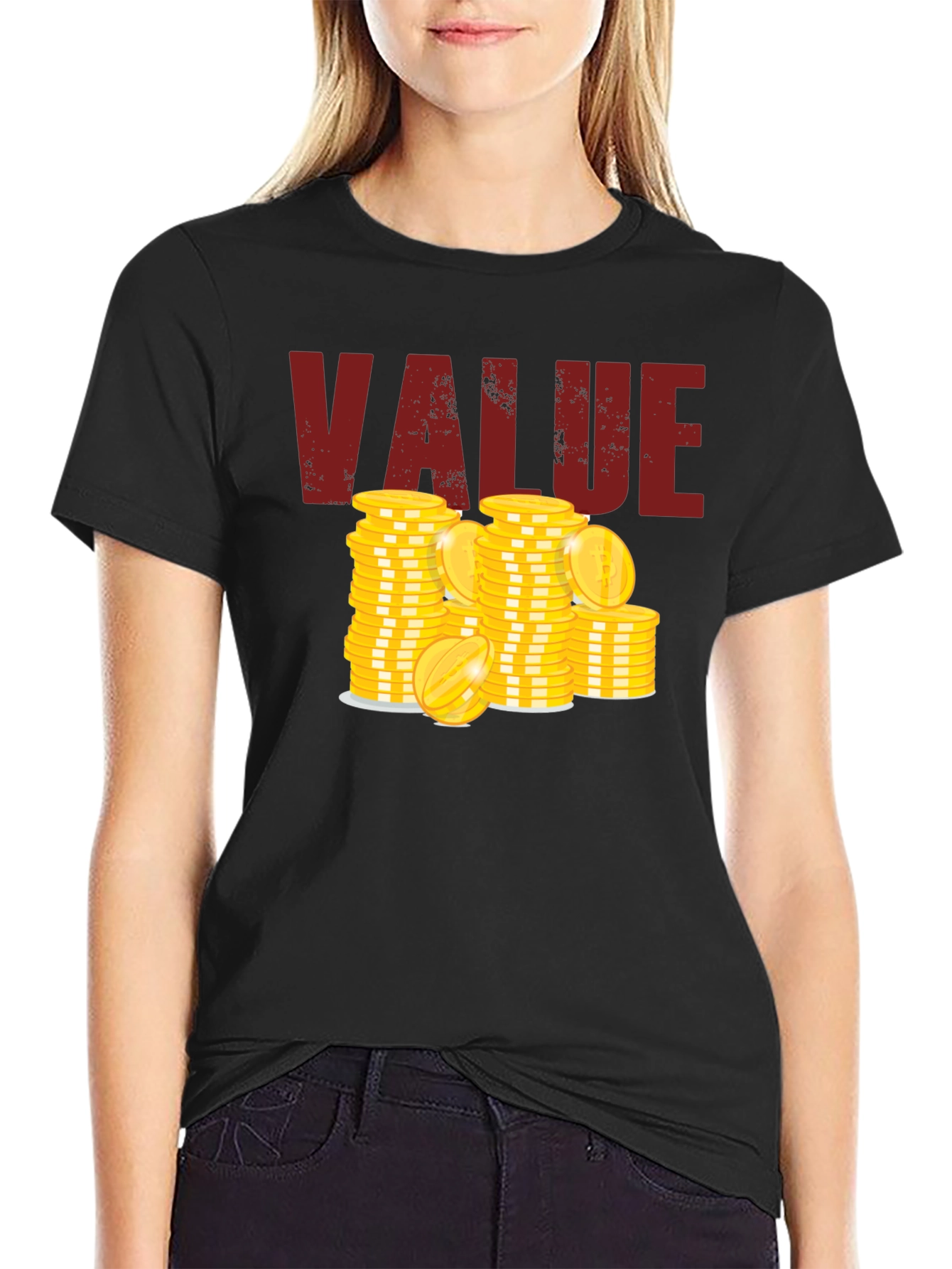 Value Graphic Tee - Stacked Coins Design