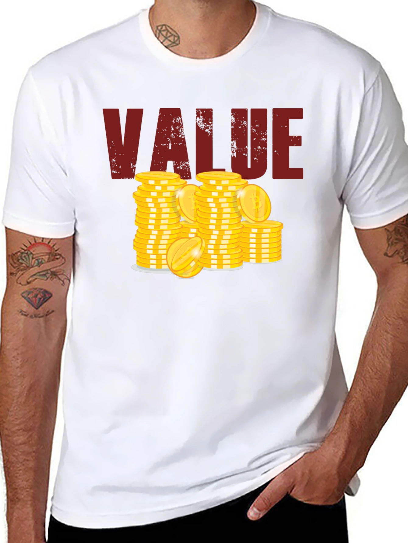 Value Graphic Tee - Stacked Coins Design