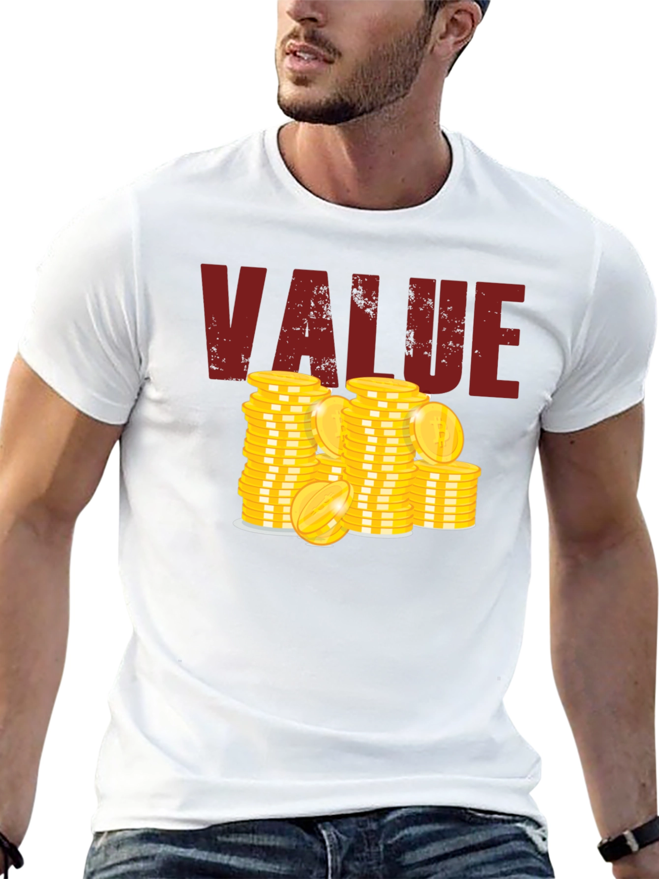 Value Graphic Tee - Stacked Coins Design