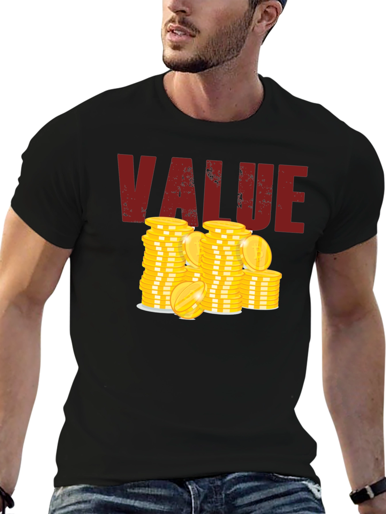 Value Graphic Tee - Stacked Coins Design
