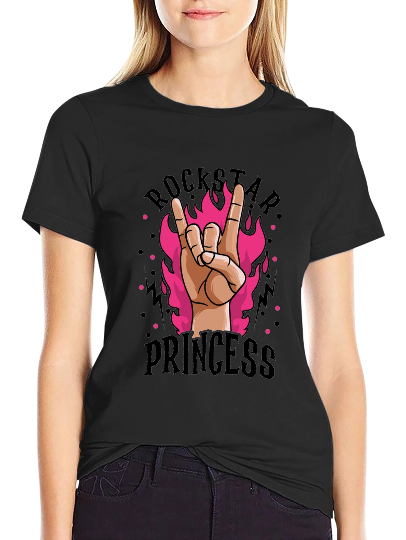 Rockstar Princess Graphic Tee - Black Cotton T-Shirt