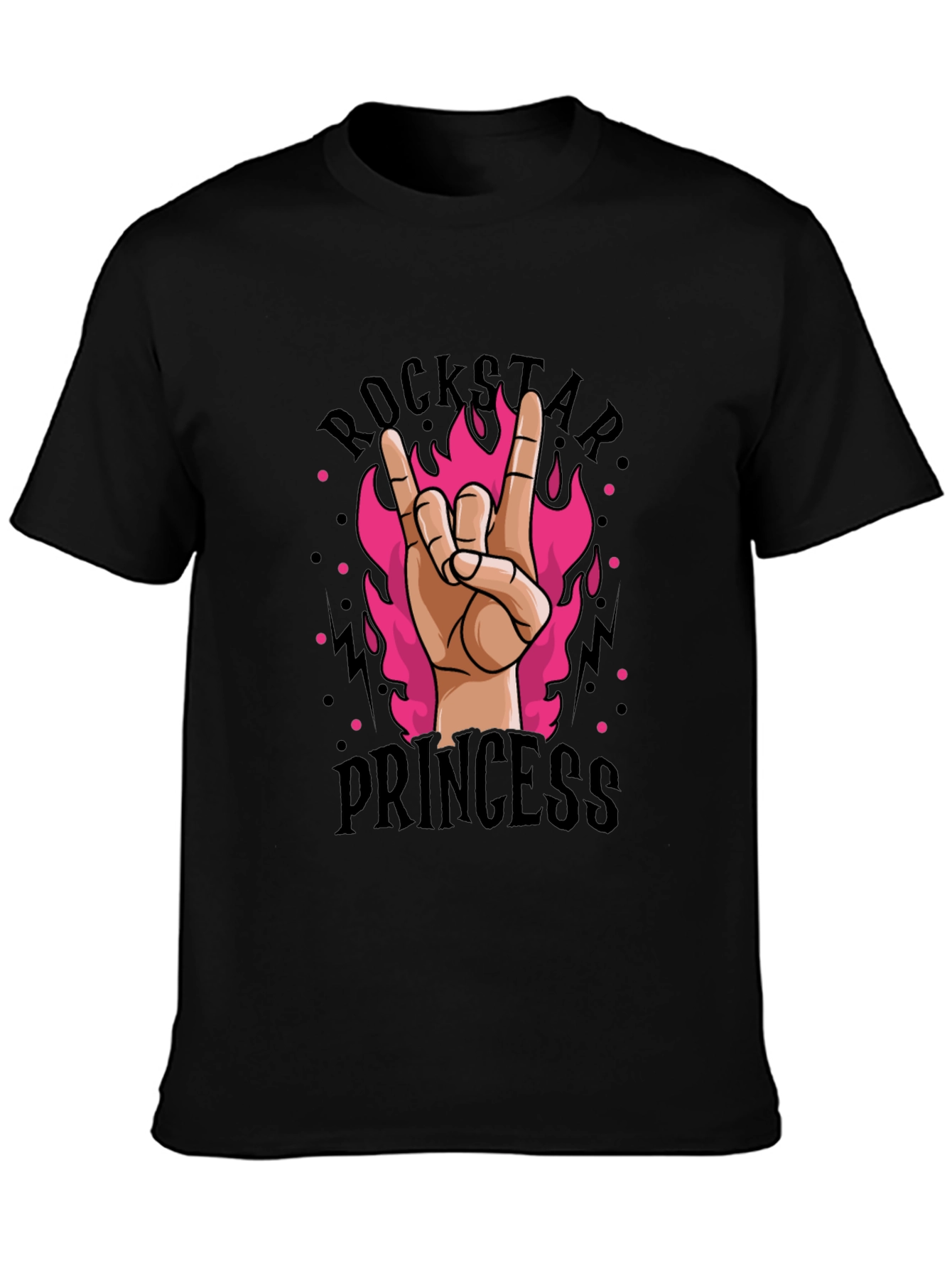 Rockstar Princess Graphic Tee - Black Cotton T-Shirt