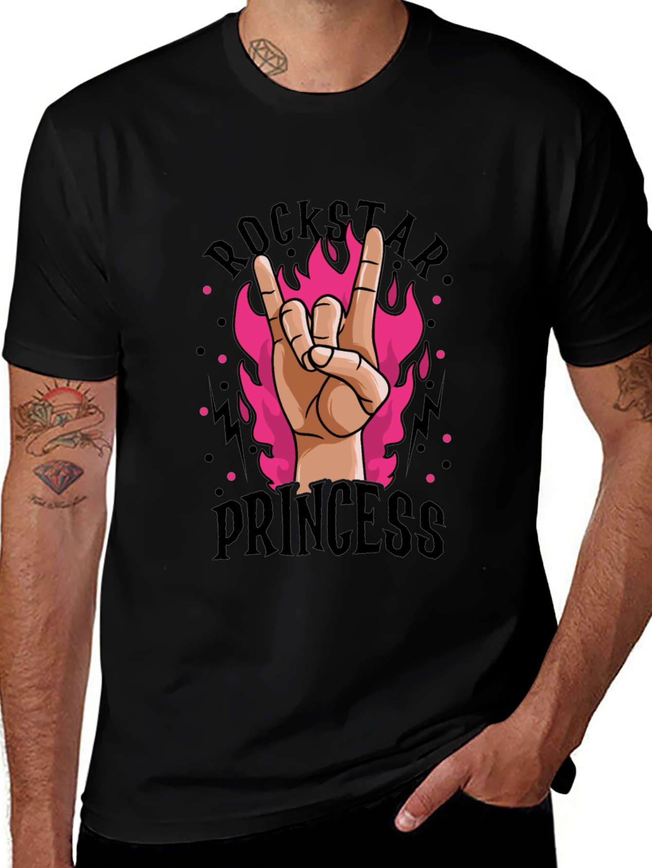 Rockstar Princess Graphic Tee - Black Cotton T-Shirt