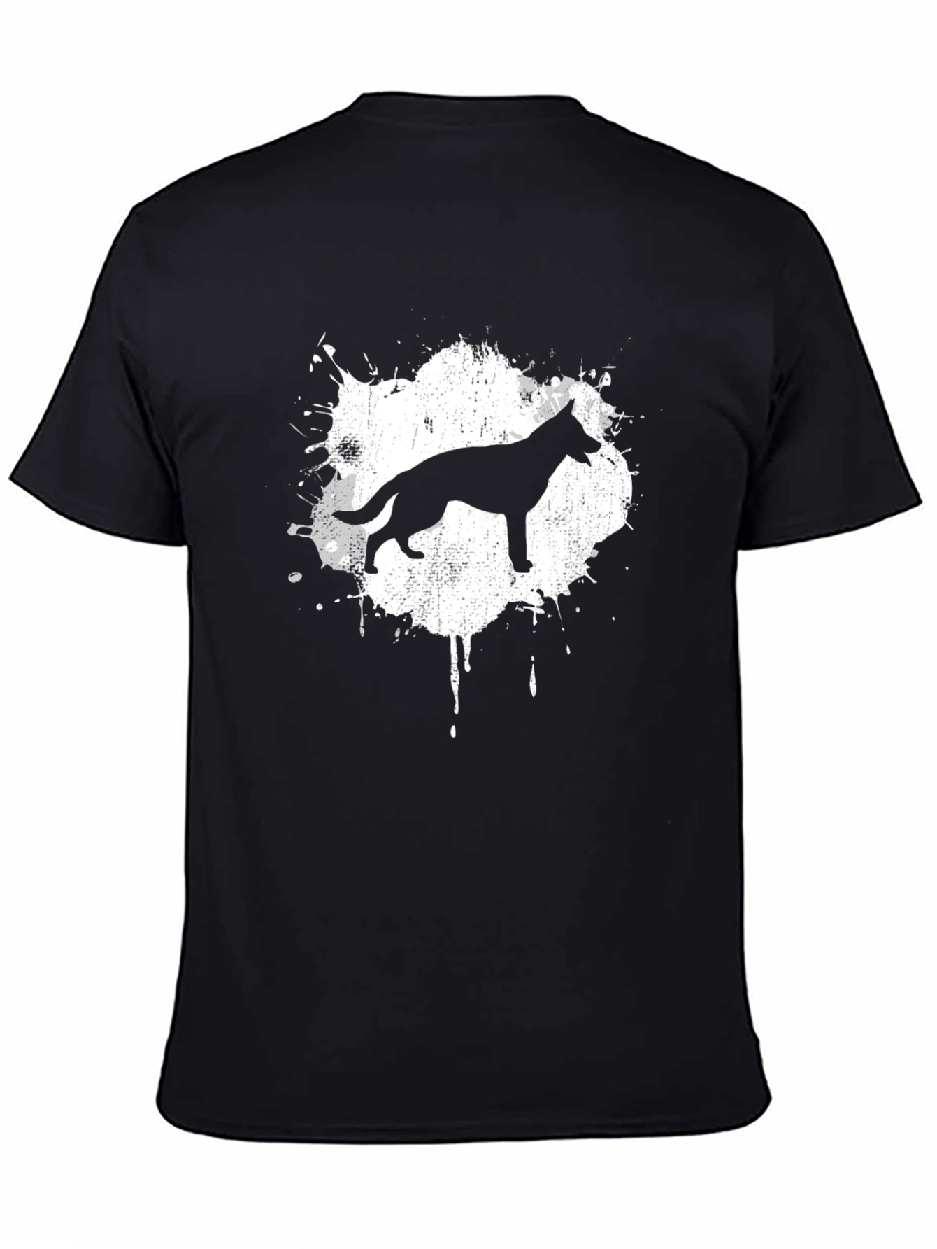 German Shepherd Splash T-Shirt - Black Cotton Tee