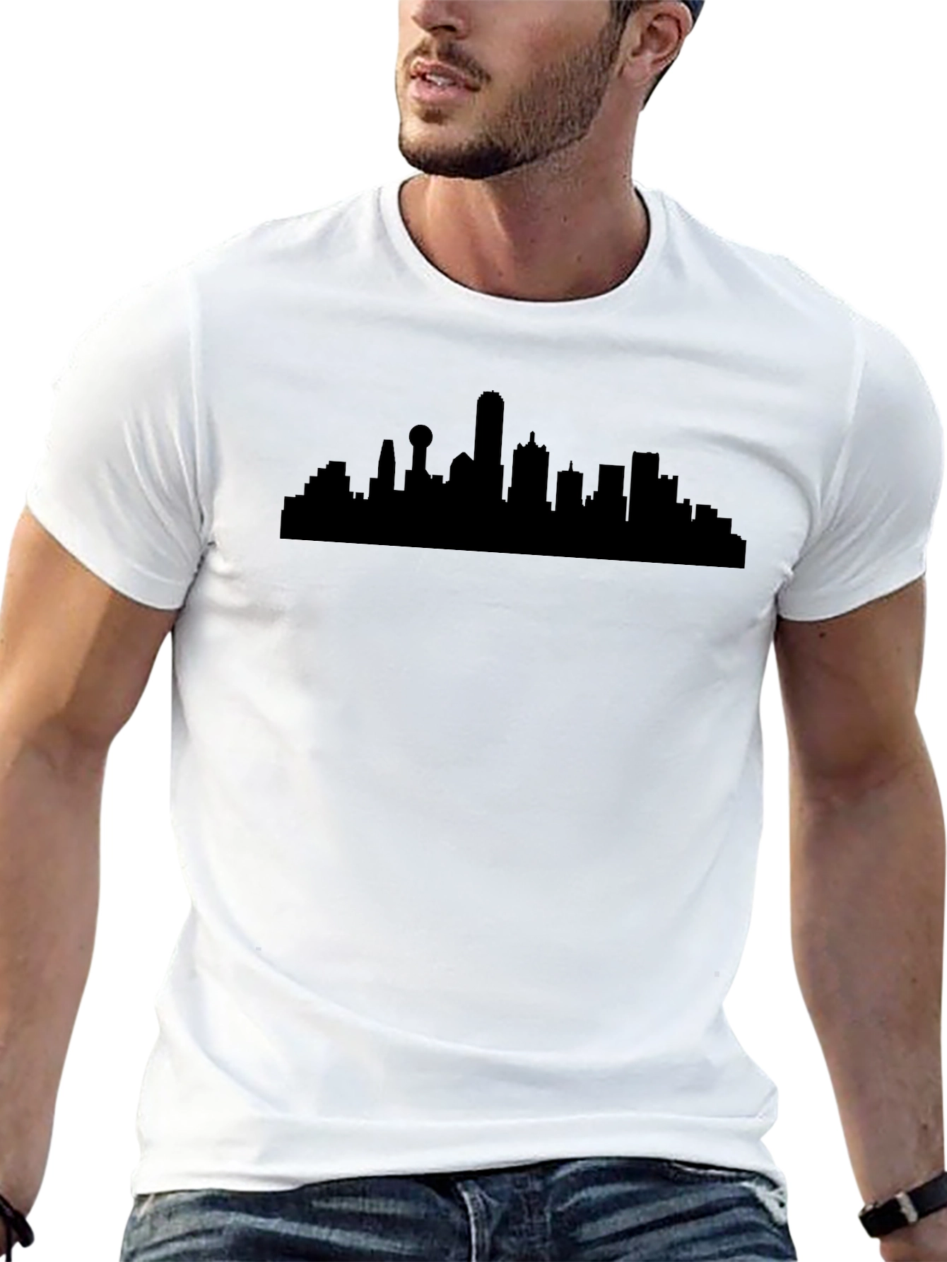 City Skyline Graphic Tee - Black Cotton Shirt