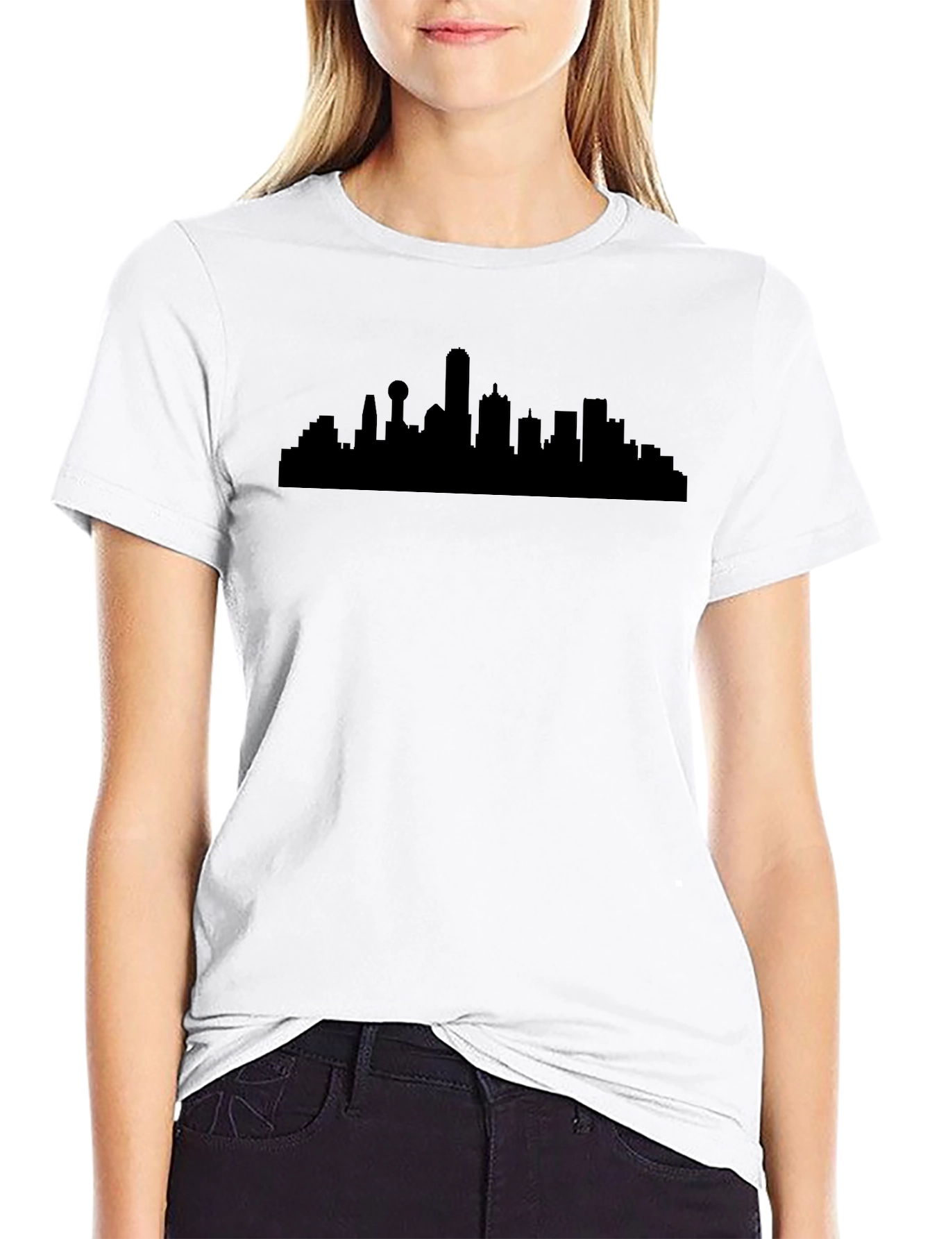 City Skyline Graphic Tee - Black Cotton Shirt