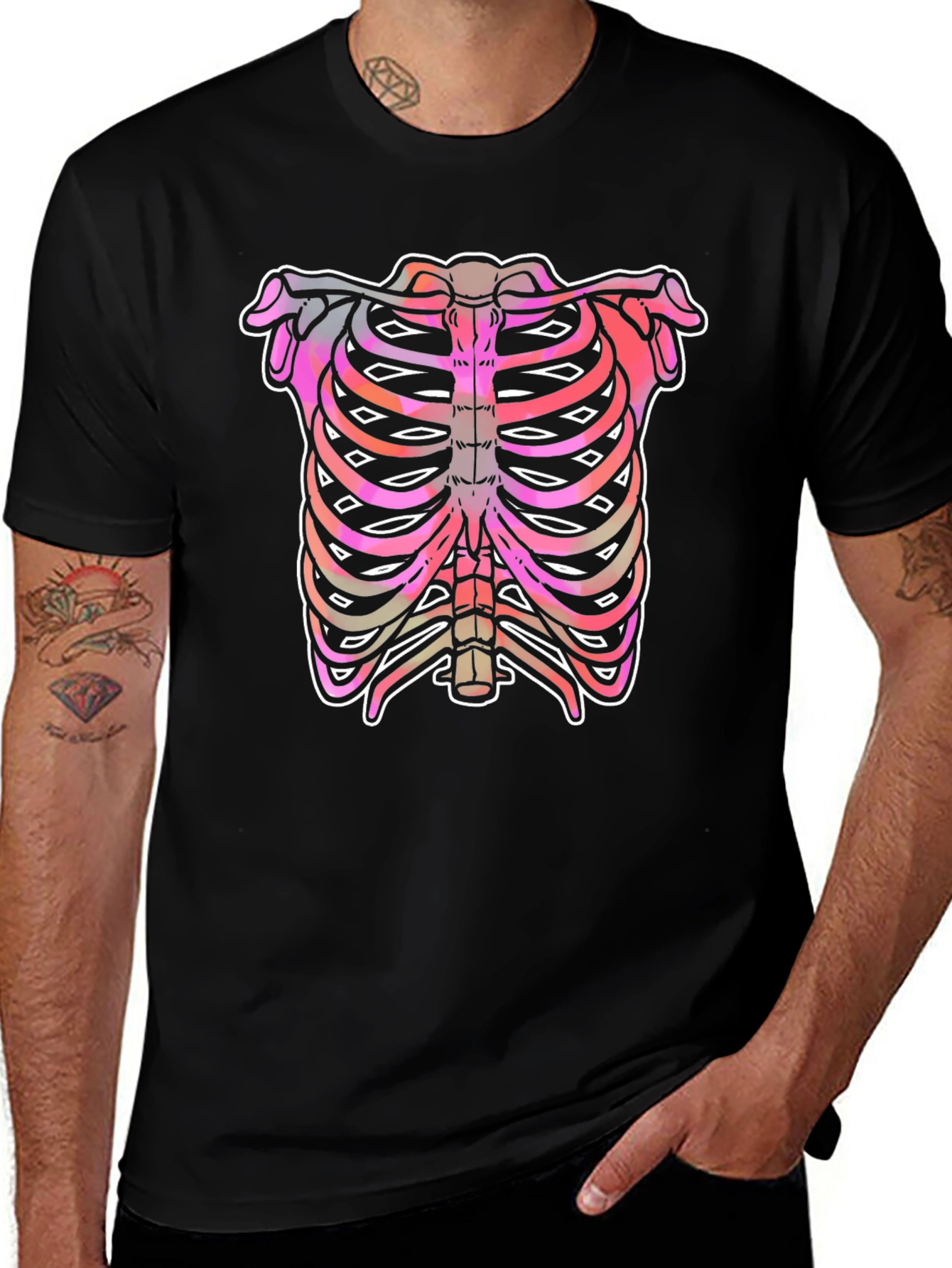 Rib Cage Graphic Tee - Unique Halloween Shirt
