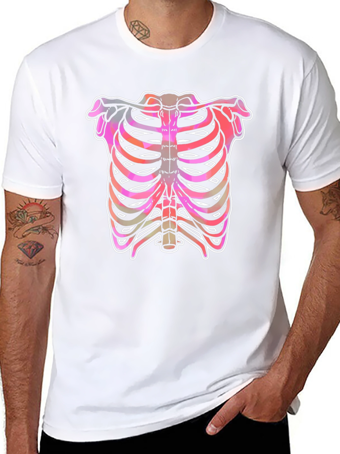 Rib Cage Graphic Tee - Unique Halloween Shirt