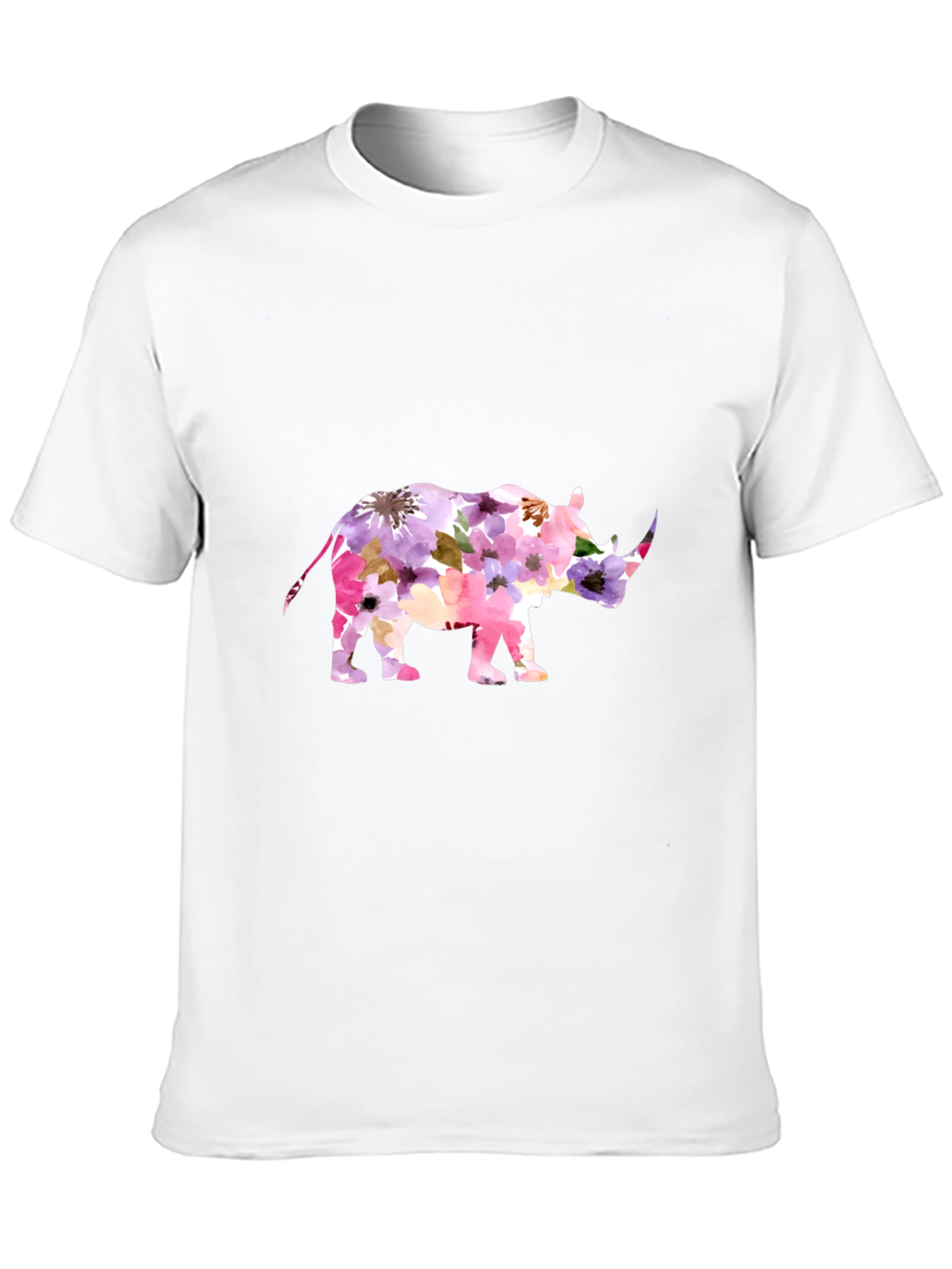 Floral Rhino Graphic Tee - Mens Black T-Shirt