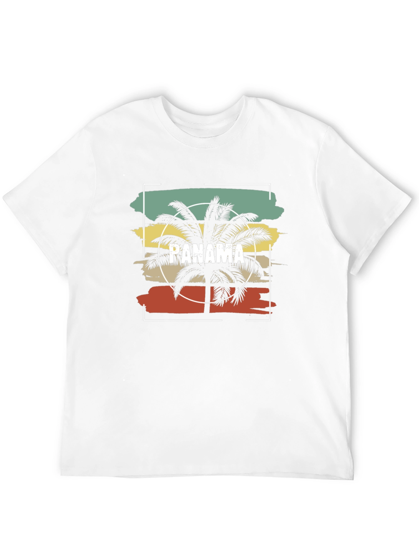 Panama Retro Palm Tree Graphic Tee - Black