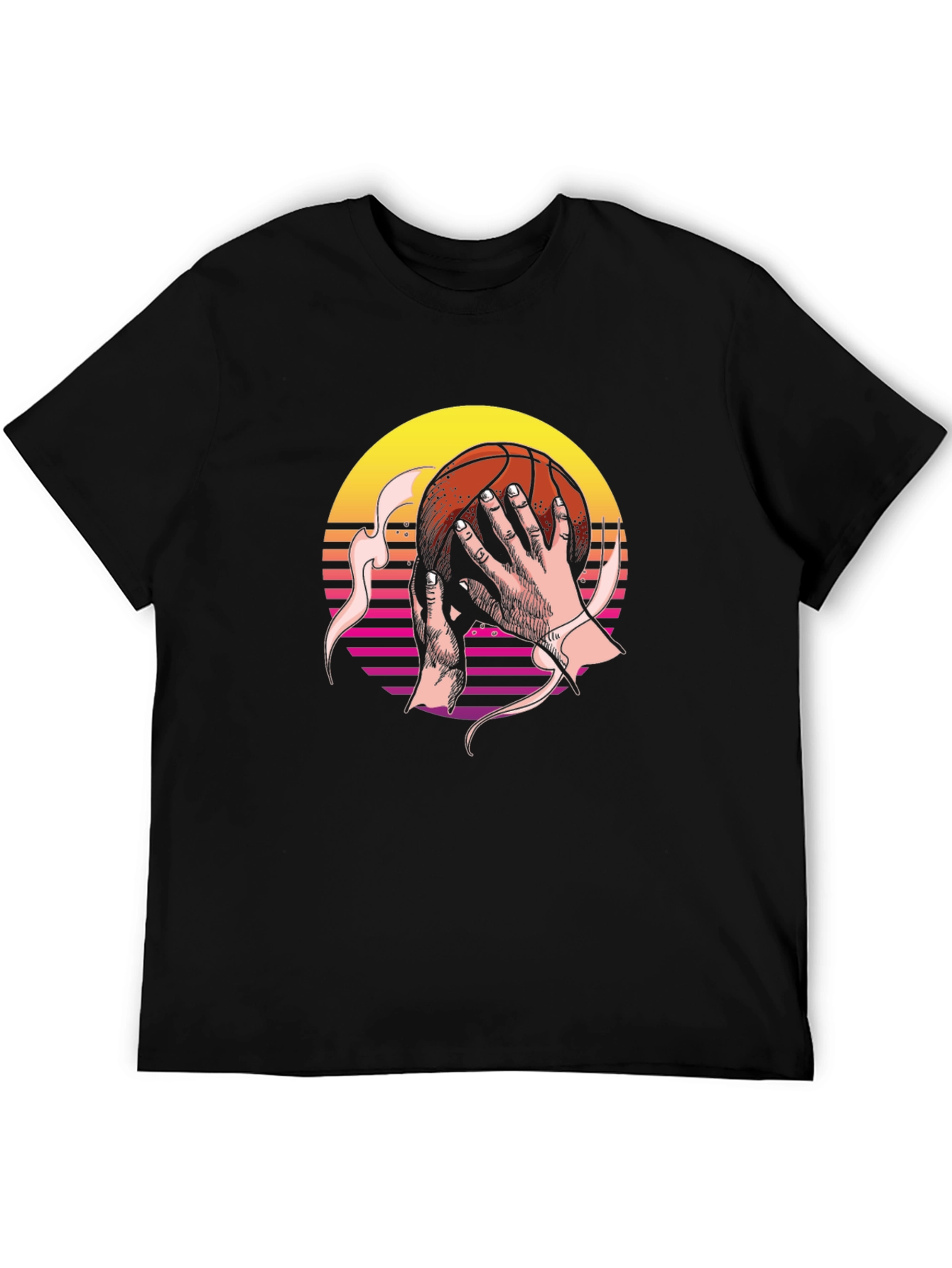 Retro Sunset Basketball Graphic Tee - Stylish Comfort