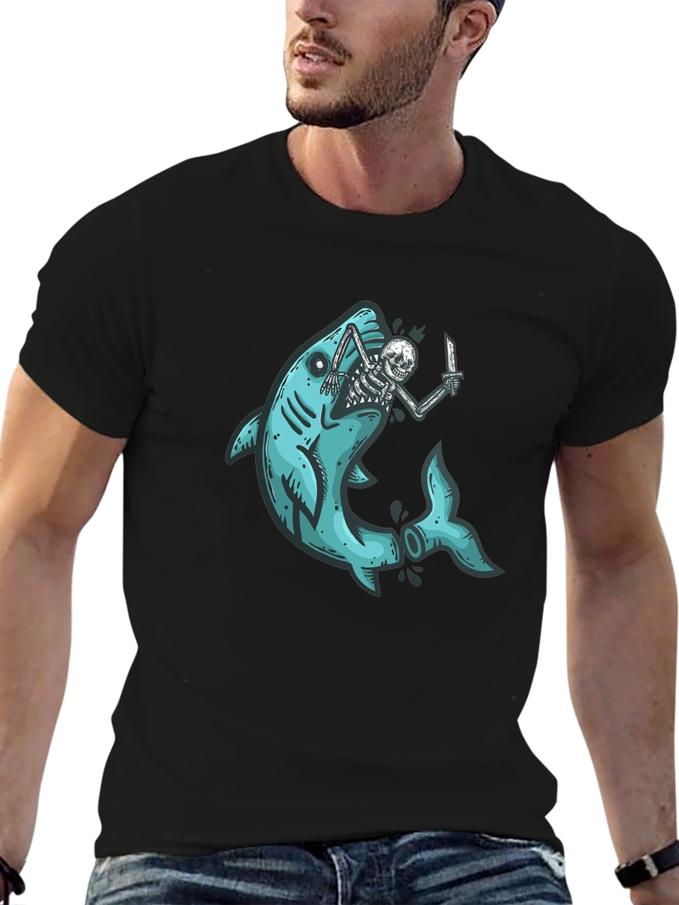Shark Attack Skeleton T-Shirt