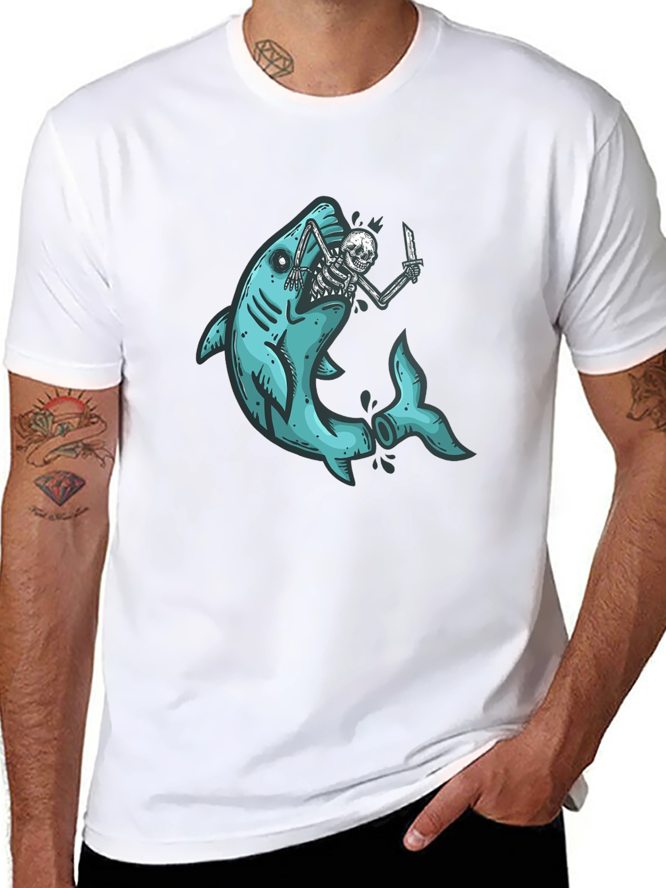 Shark Attack Skeleton T-Shirt