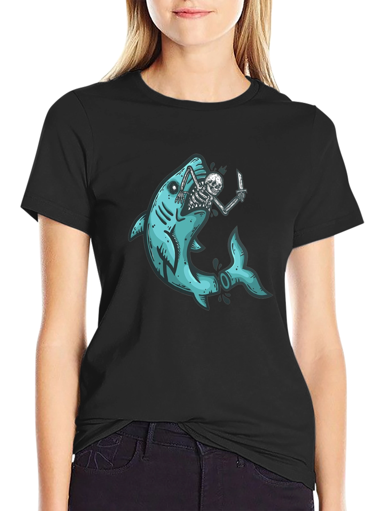 Shark Attack Skeleton T-Shirt