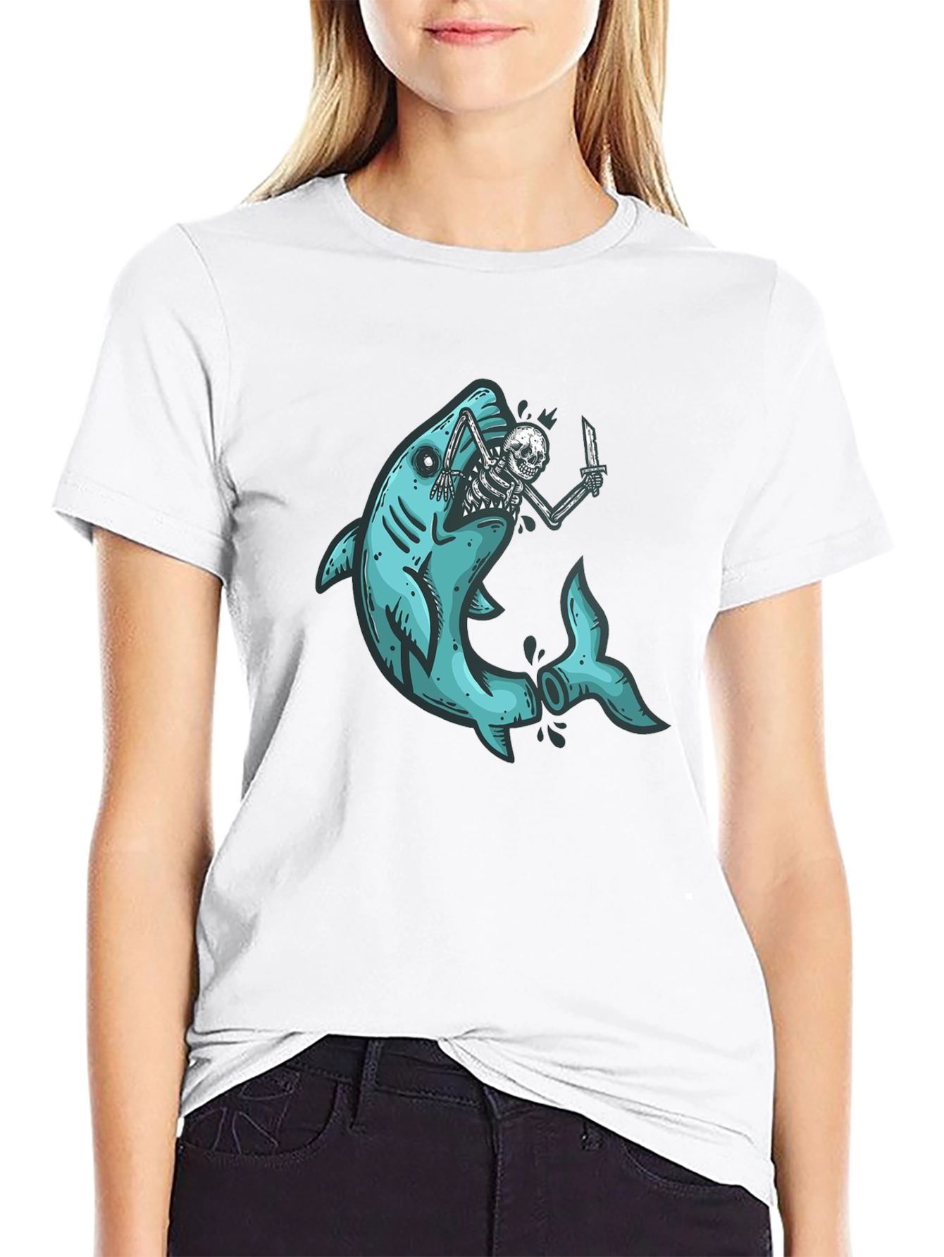 Shark Attack Skeleton T-Shirt